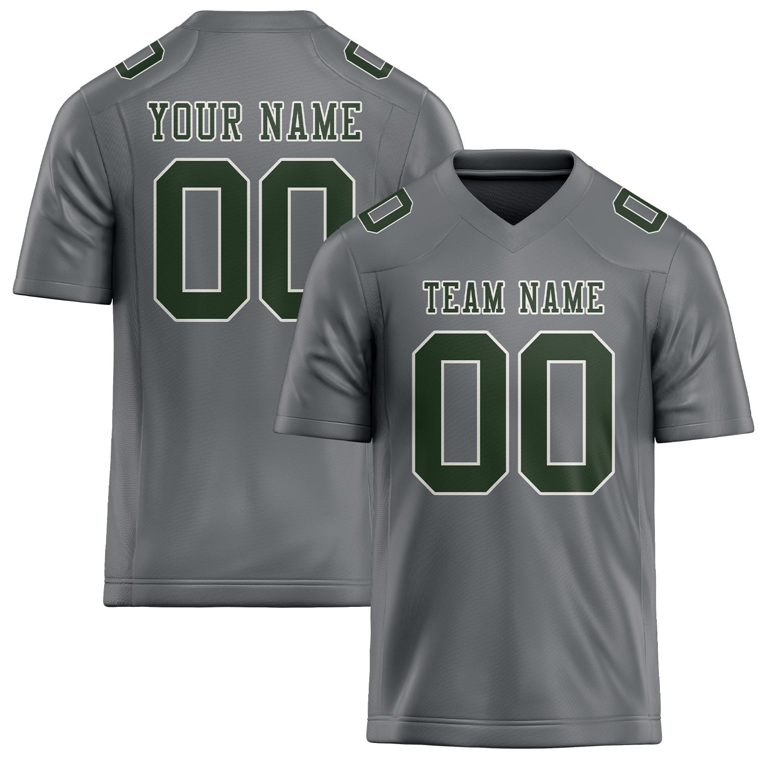 Custom Gray Dark Green Football Jersey