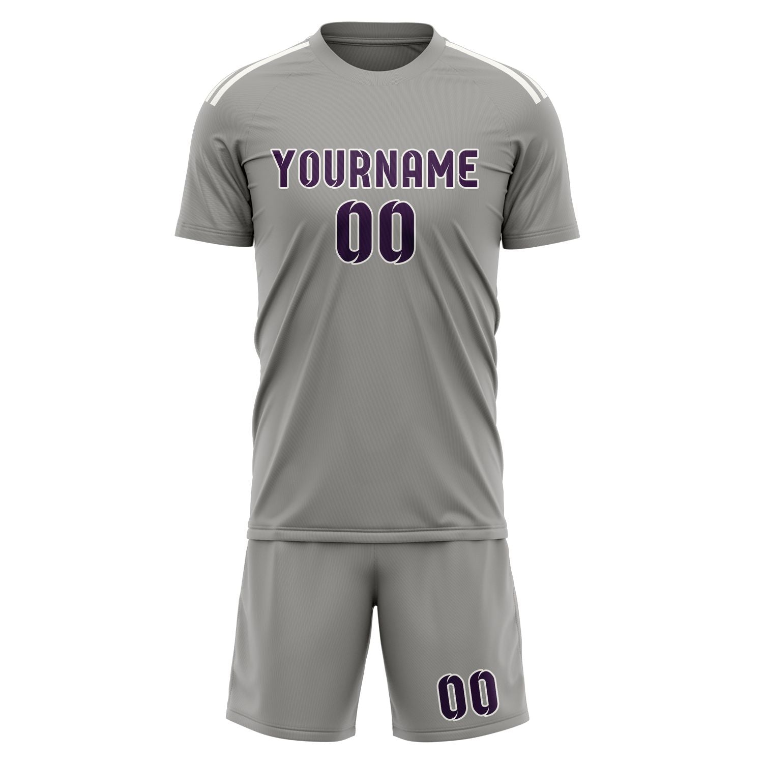 Custom Gray Purple Soccer Set