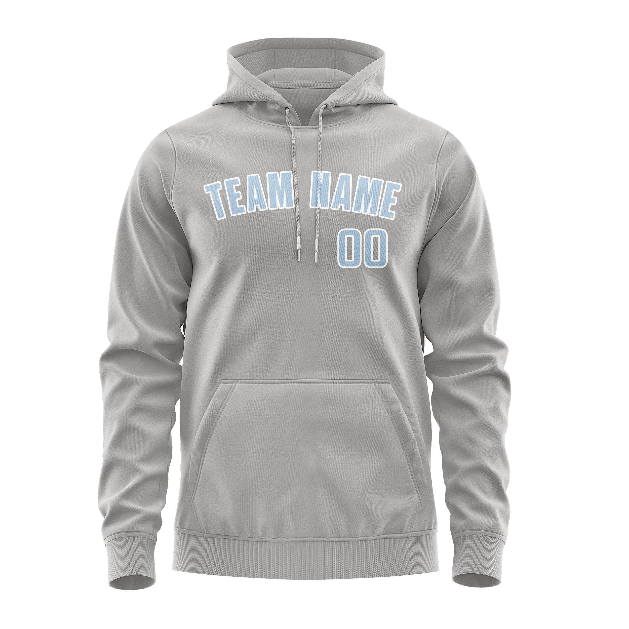 Custom Gray Light Blue Hoodie