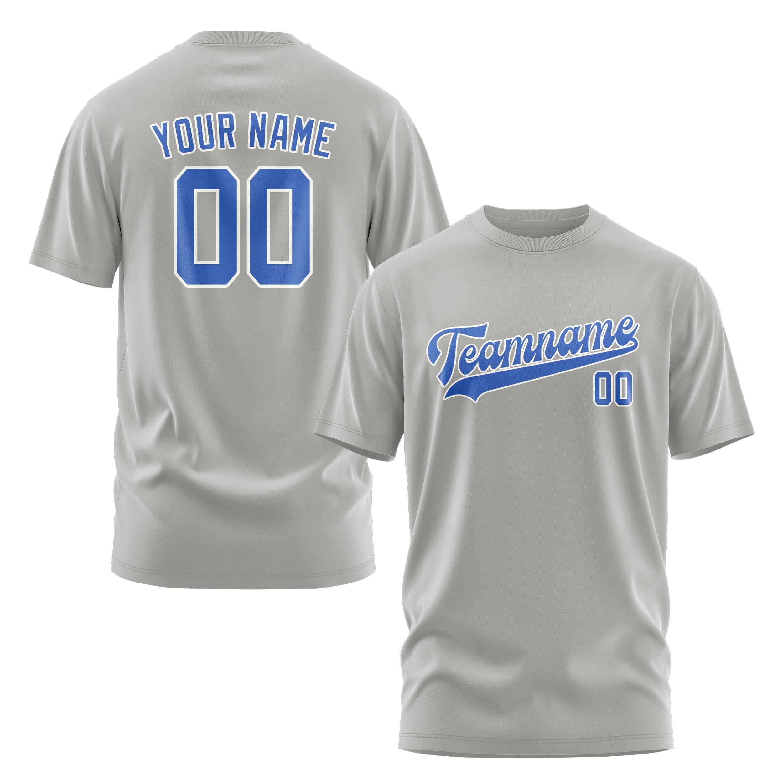 Custom Gray Sky Blue T-Shirt