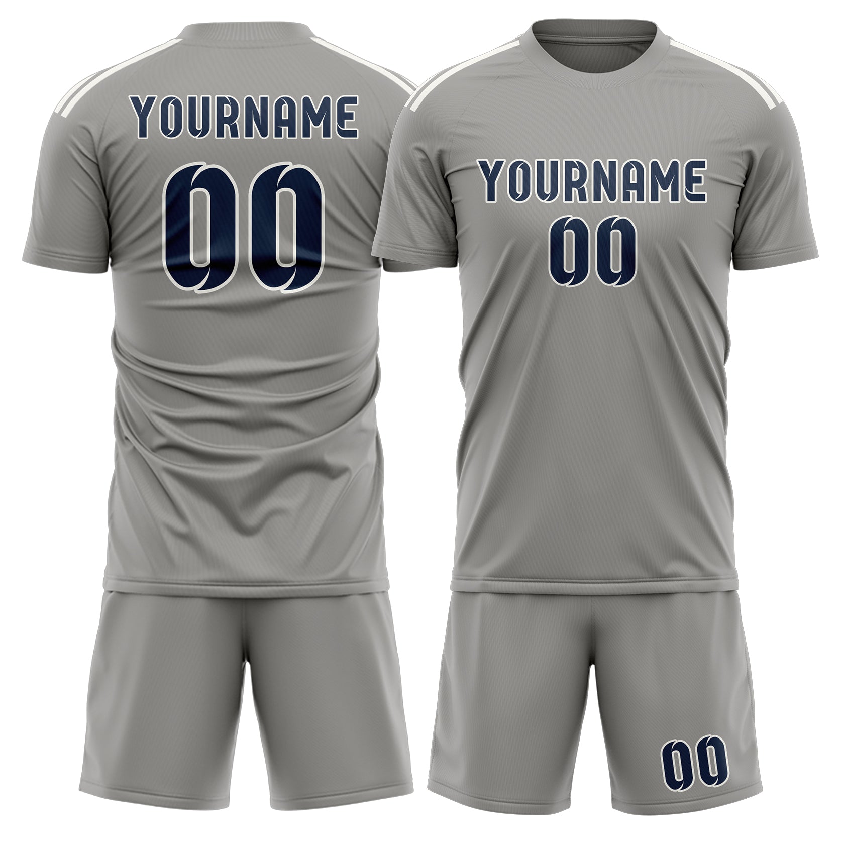 Custom Gray Blue Soccer Set