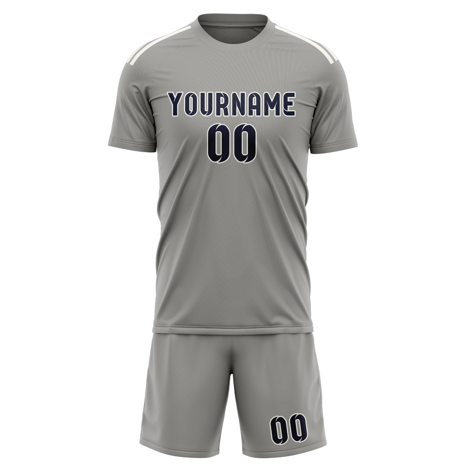 Custom Gray Navy Soccer Set