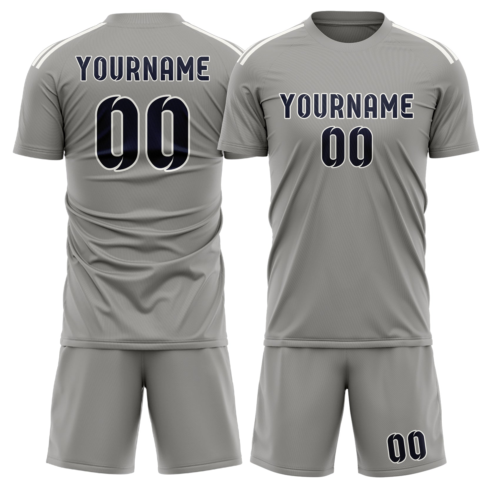 Custom Gray Navy Soccer Set