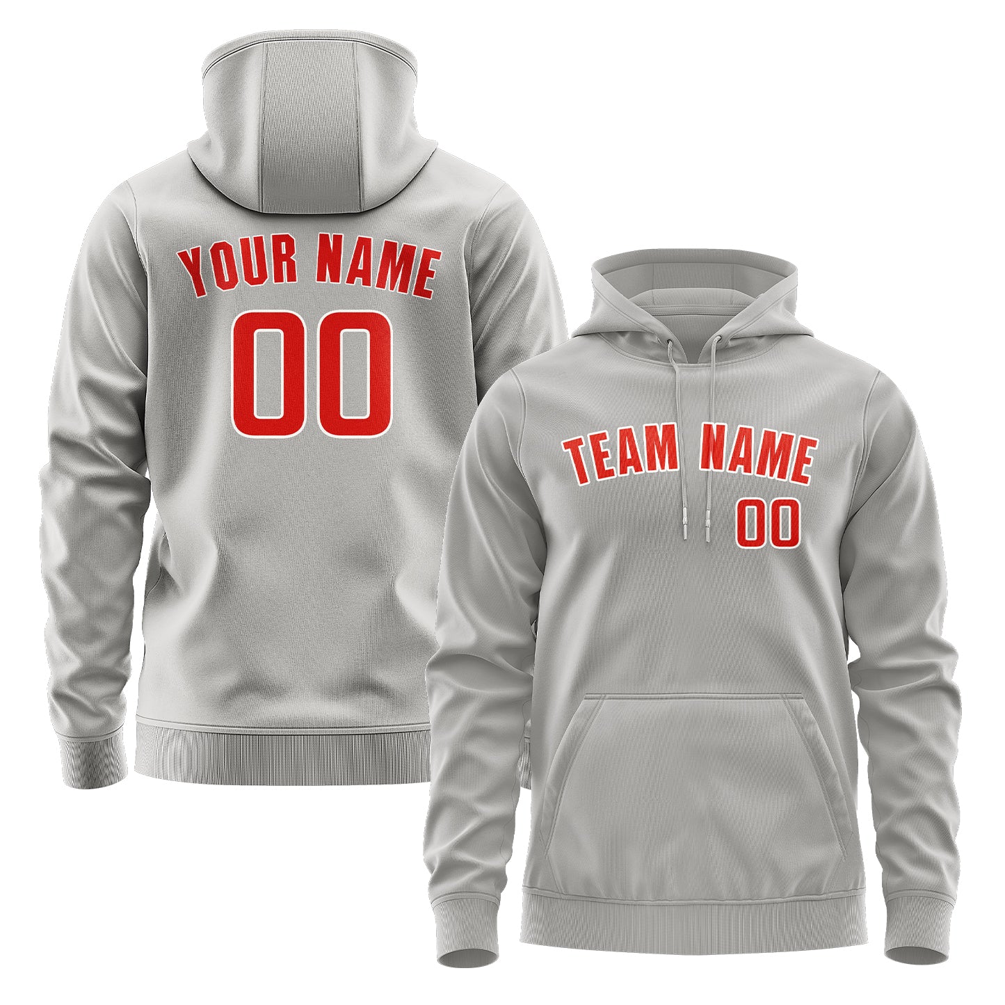 Custom Gray Orange Red Hoodie