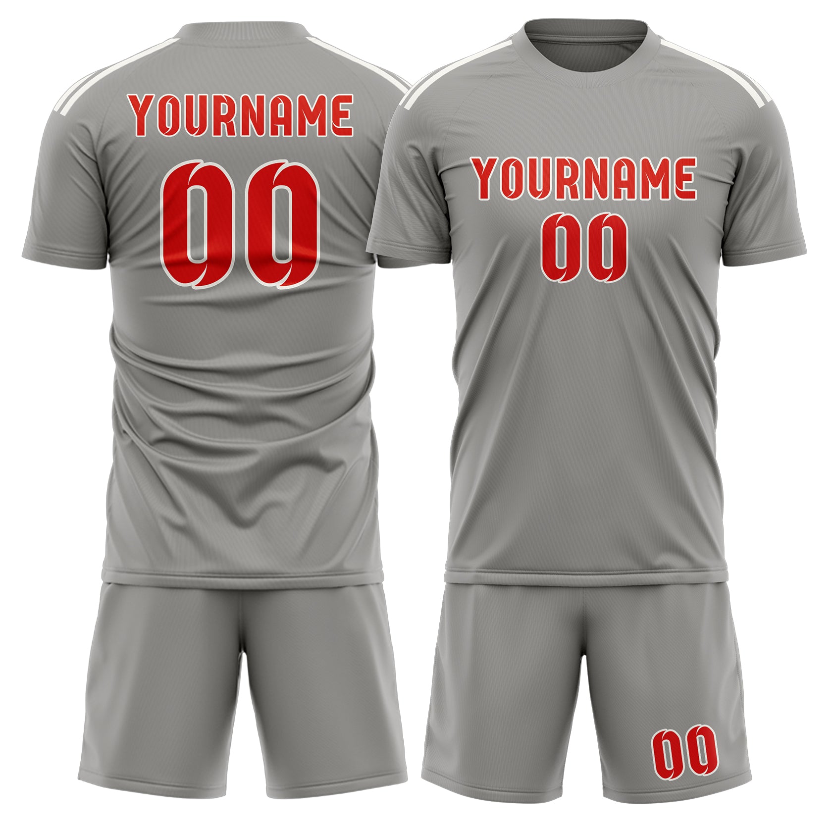 Custom Gray Orange Red Soccer Set