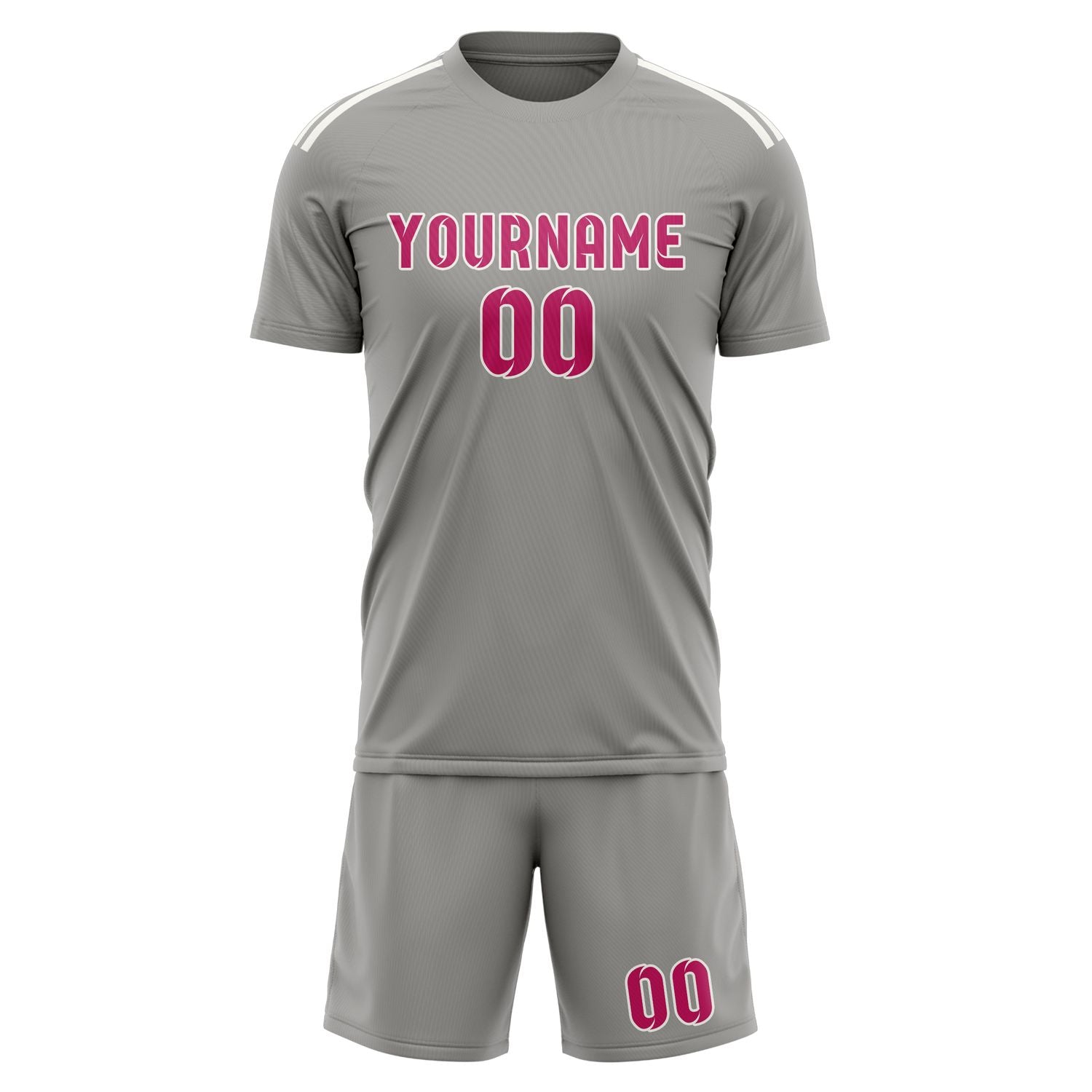 Custom Gray Pink Soccer Set