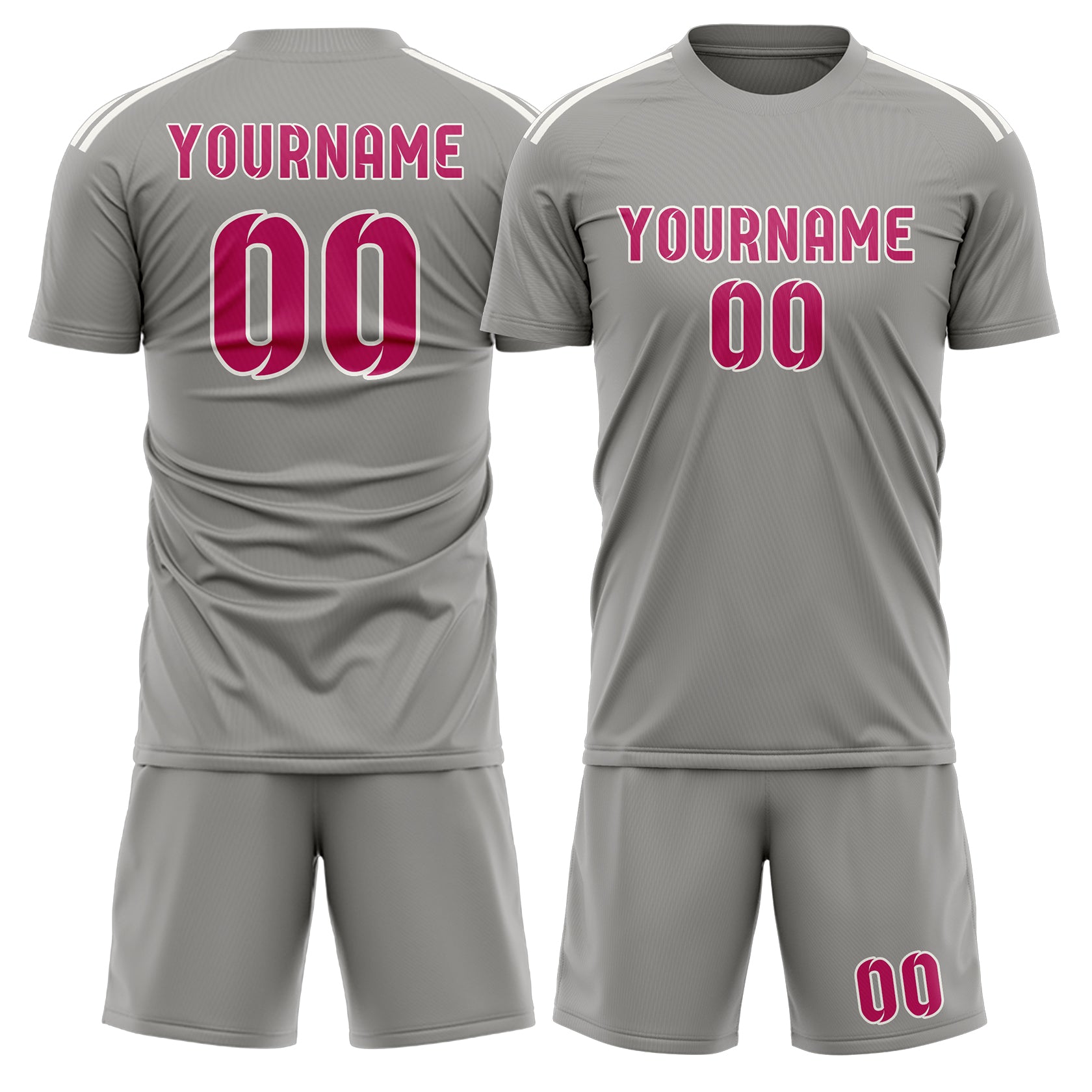 Custom Gray Pink Soccer Set