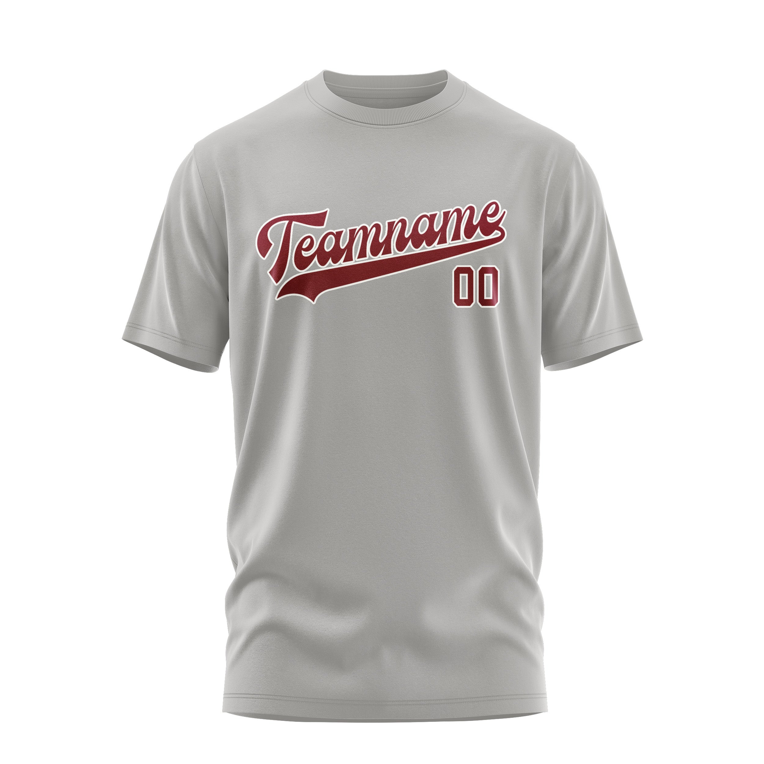 Custom Gray Crimson Red T-Shirt