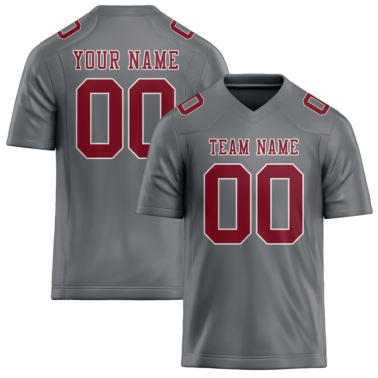 Custom Gray Crimson Red Football Jersey