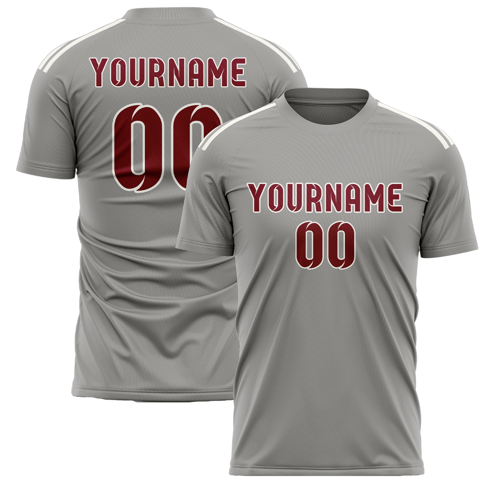 Custom Gray Crimson Red Soccer Jersey