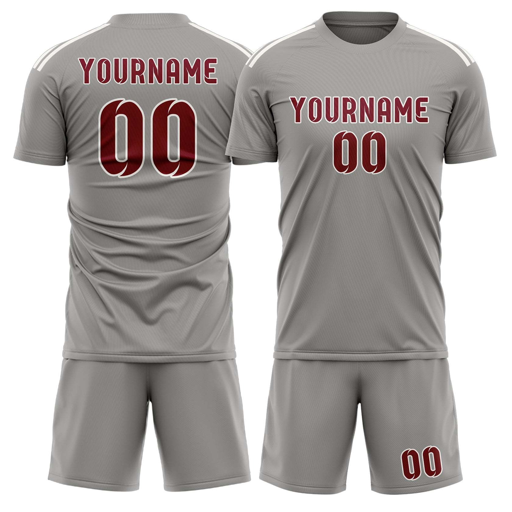 Custom Gray Crimson Red Soccer Set