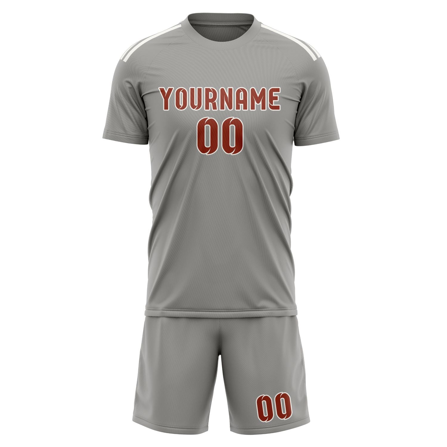 Custom Gray Coral Red Soccer Set