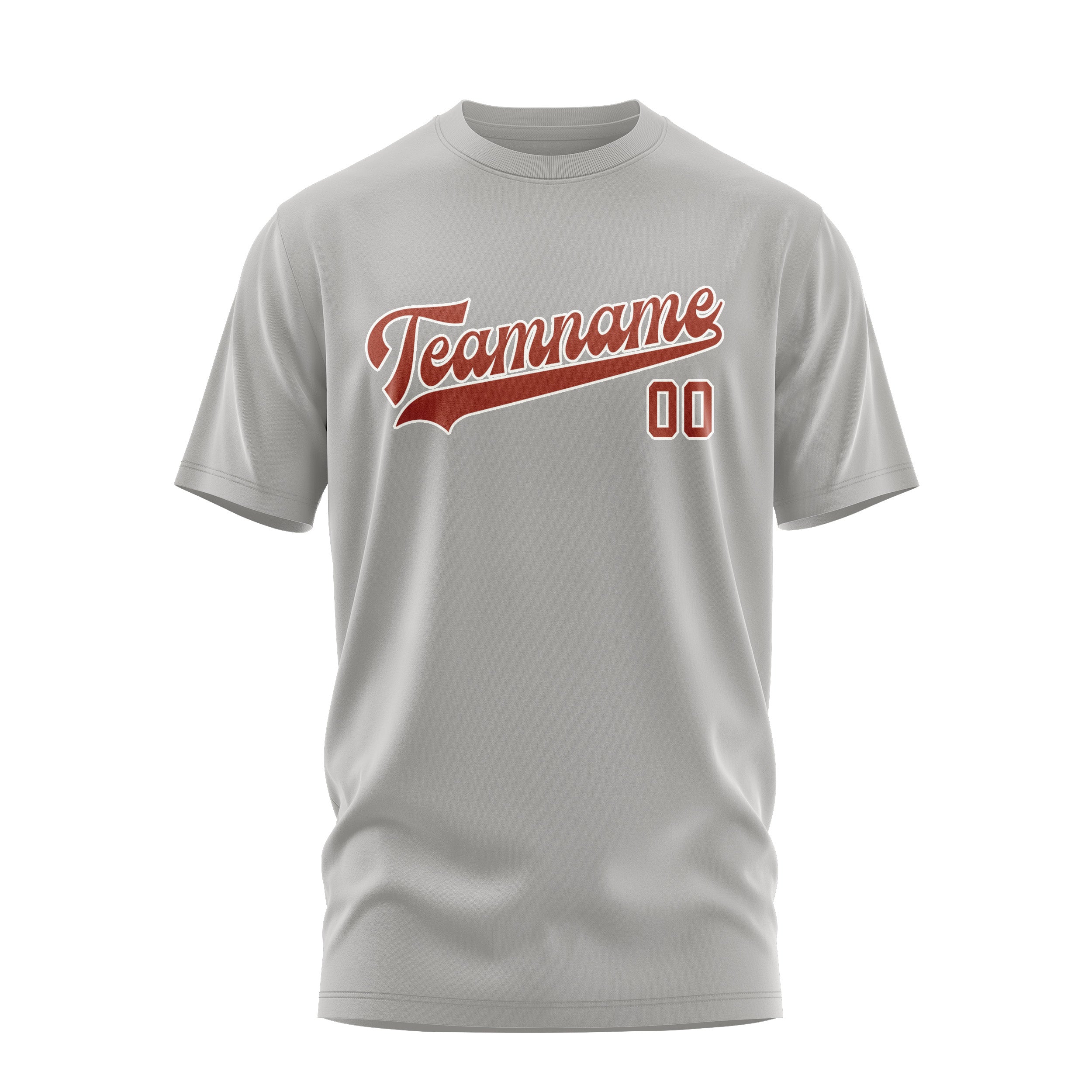 Custom Gray Coral Red T-Shirt
