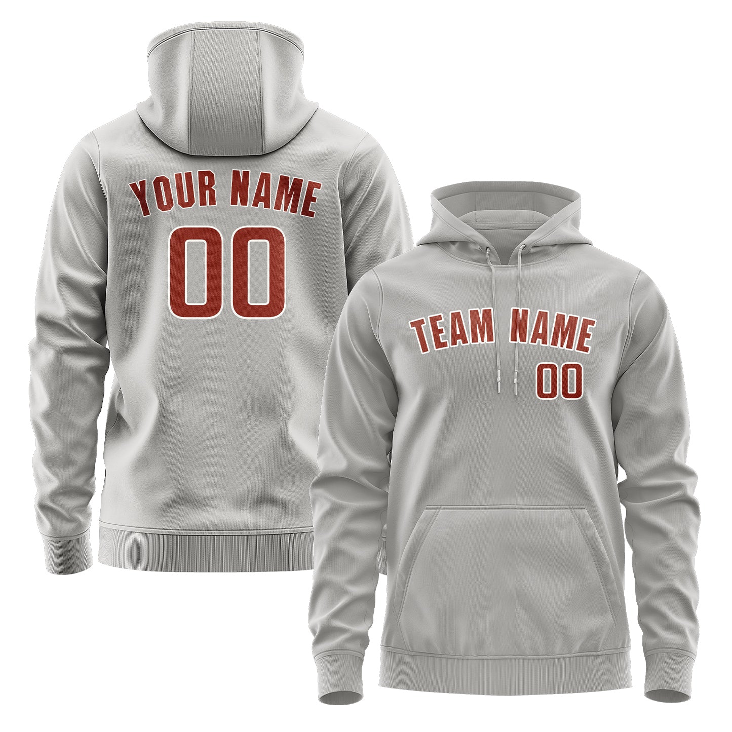 Custom Gray Coral Red Hoodie