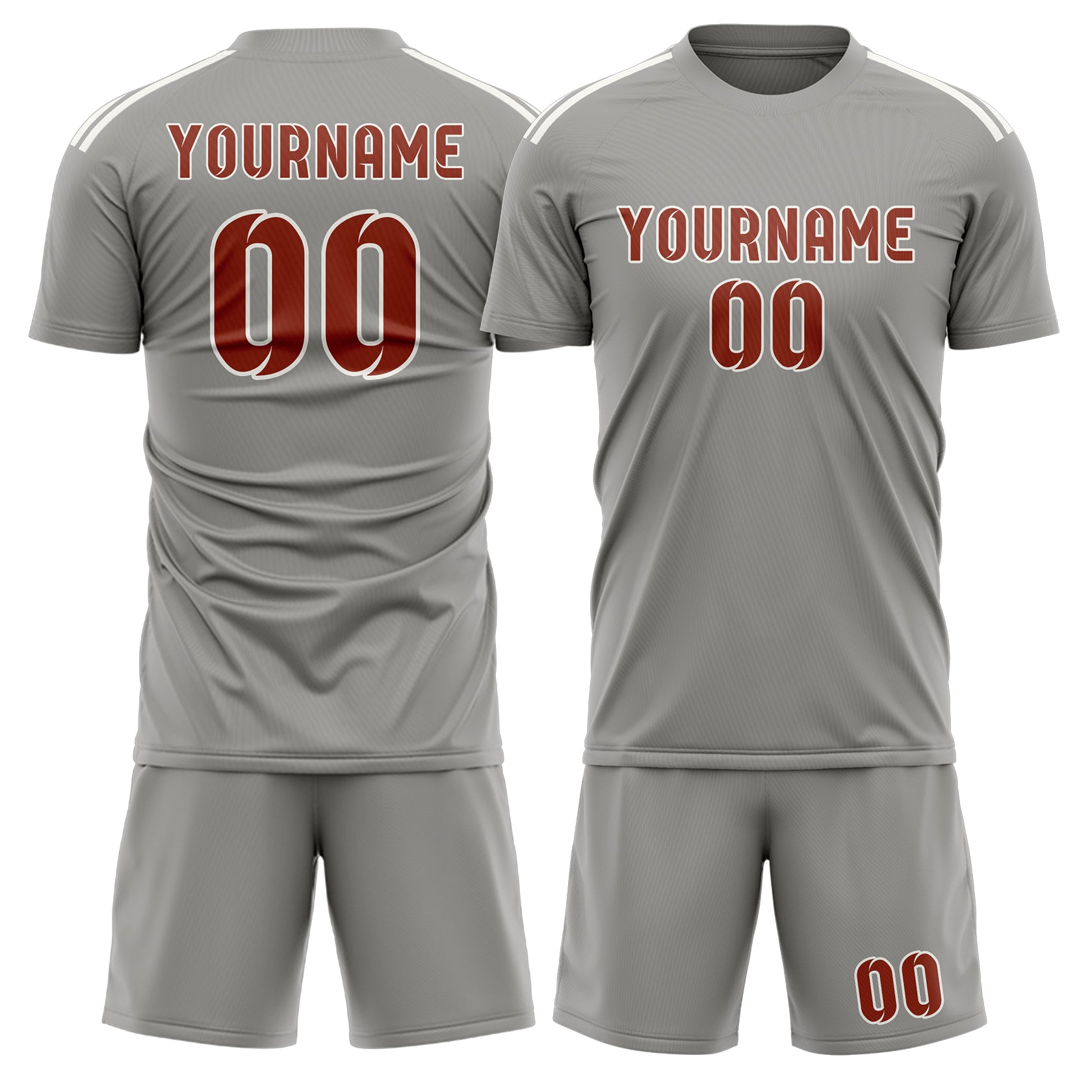 Custom Gray Coral Red Soccer Set