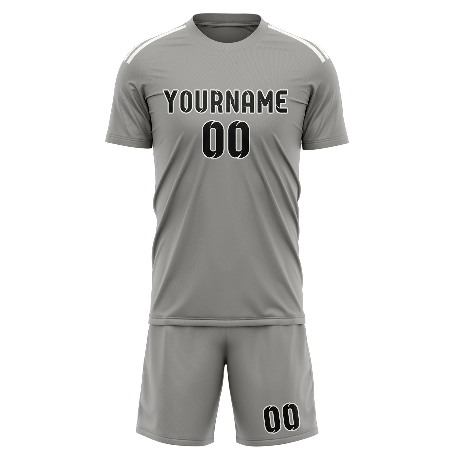 Custom Gray Black Soccer Set