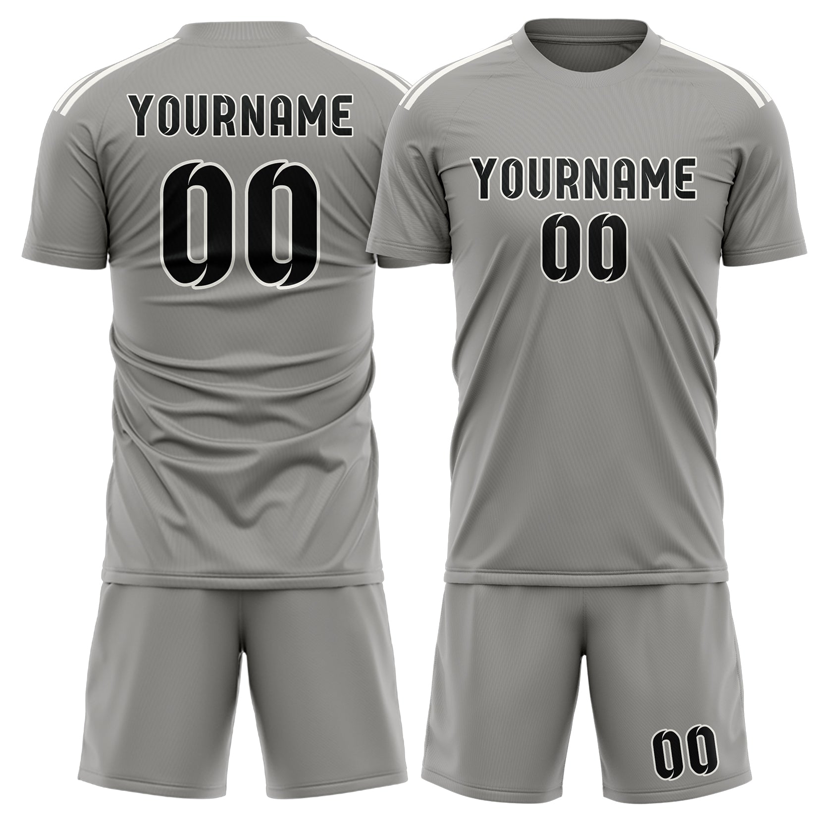 Custom Gray Black Soccer Set