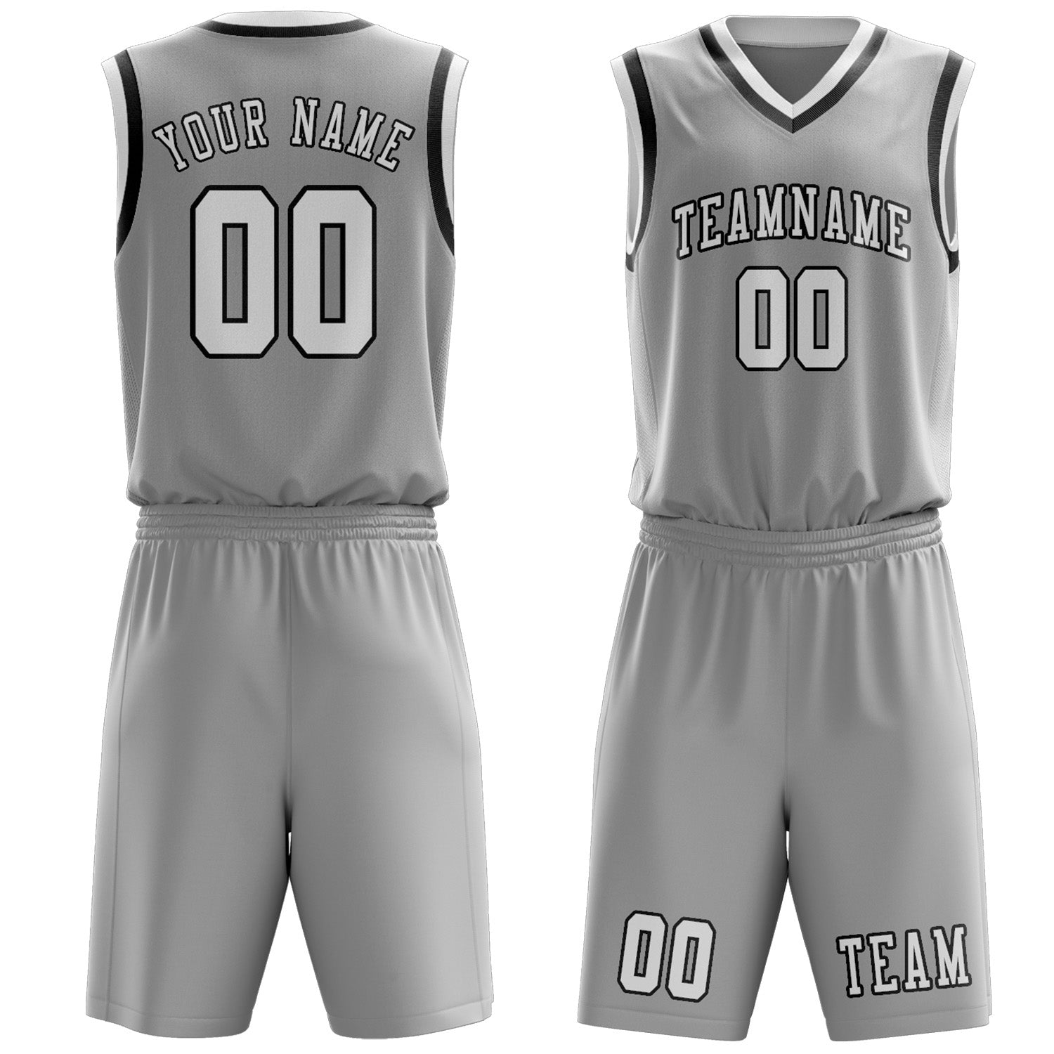 Custom Gray White Basketball Set