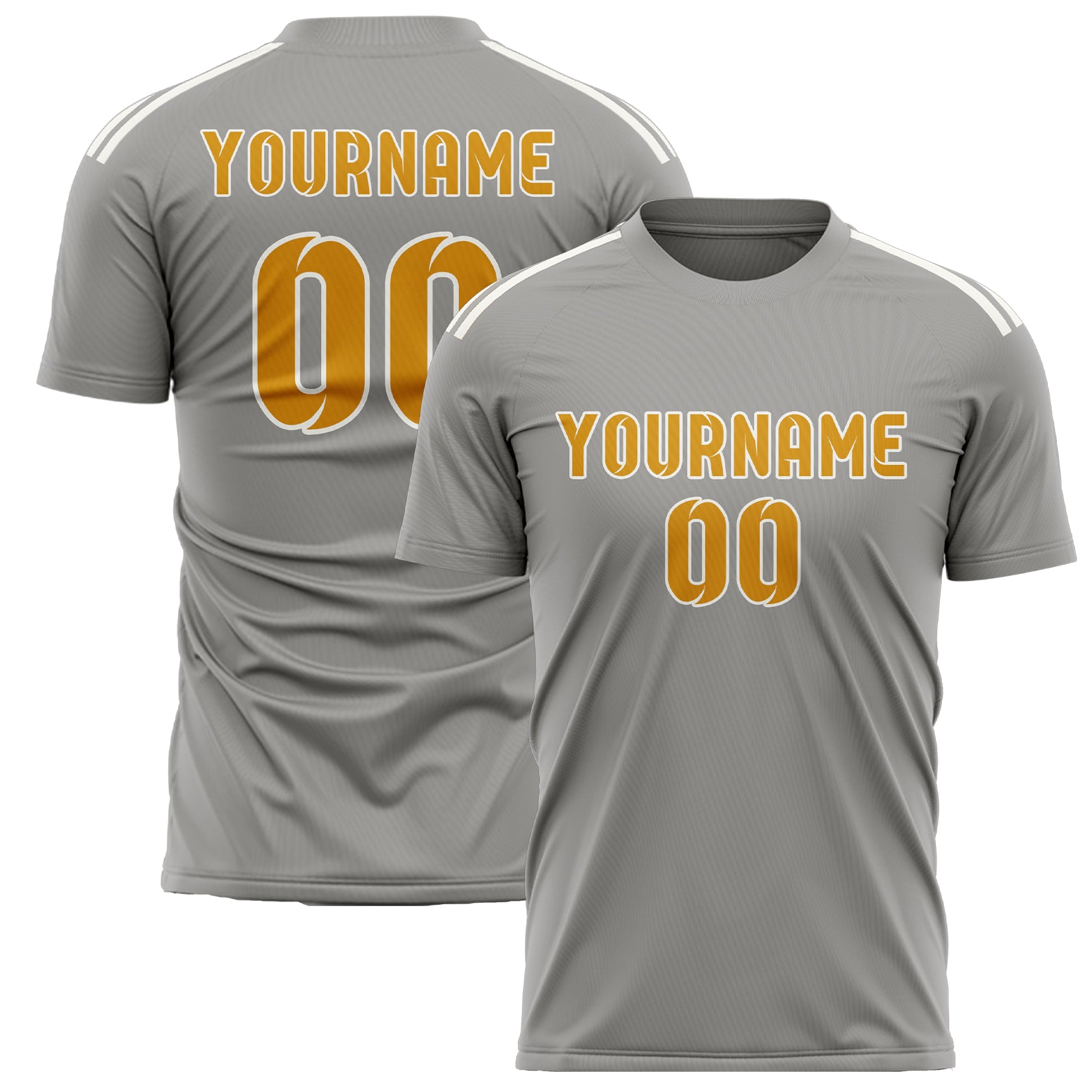 Custom Gray Yellow Soccer Jersey