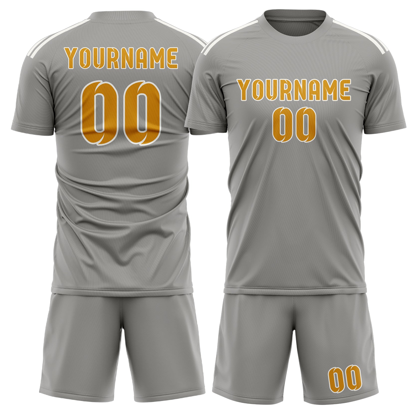 Custom Gray Yellow Soccer Set
