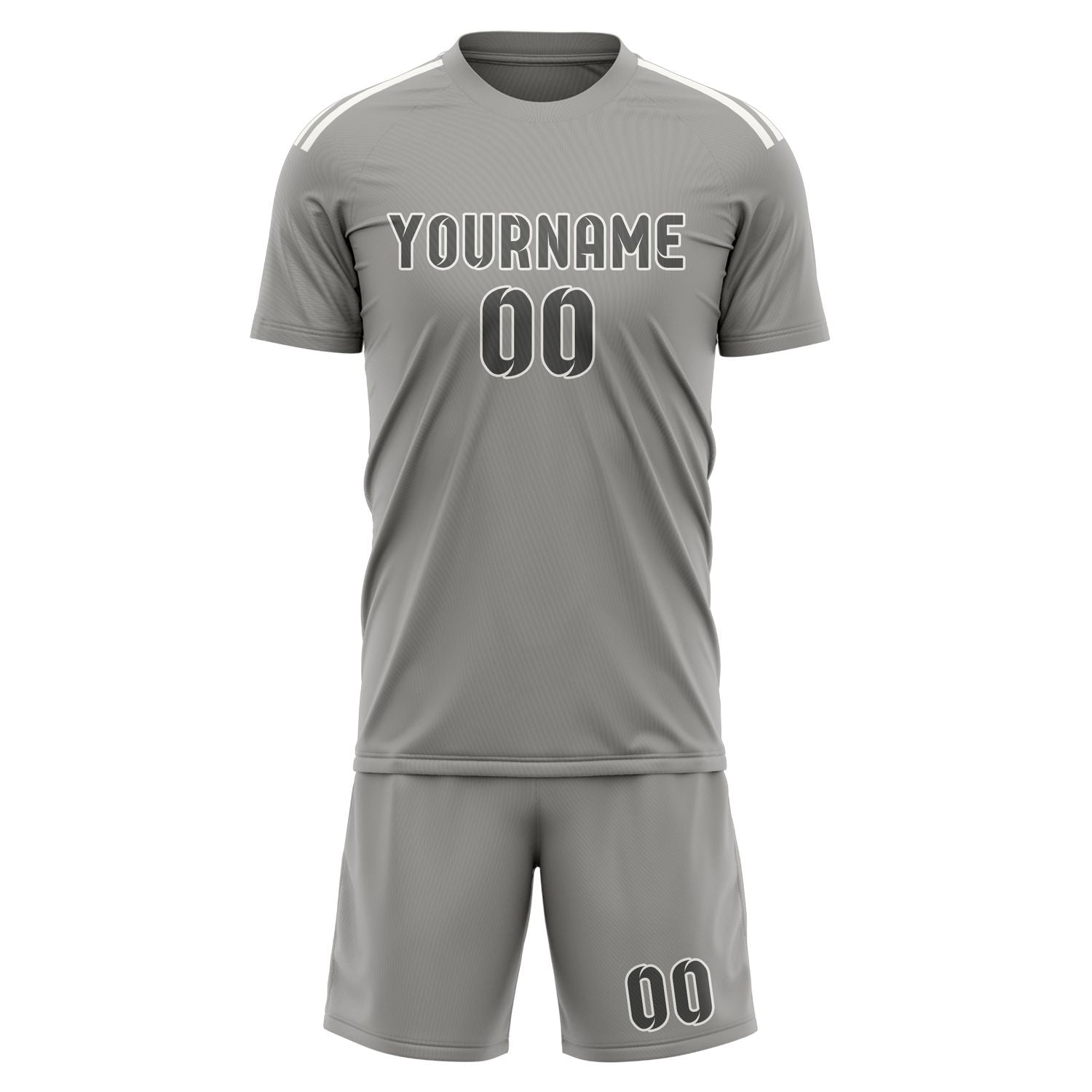 Custom Gray Dark Grey Soccer Set