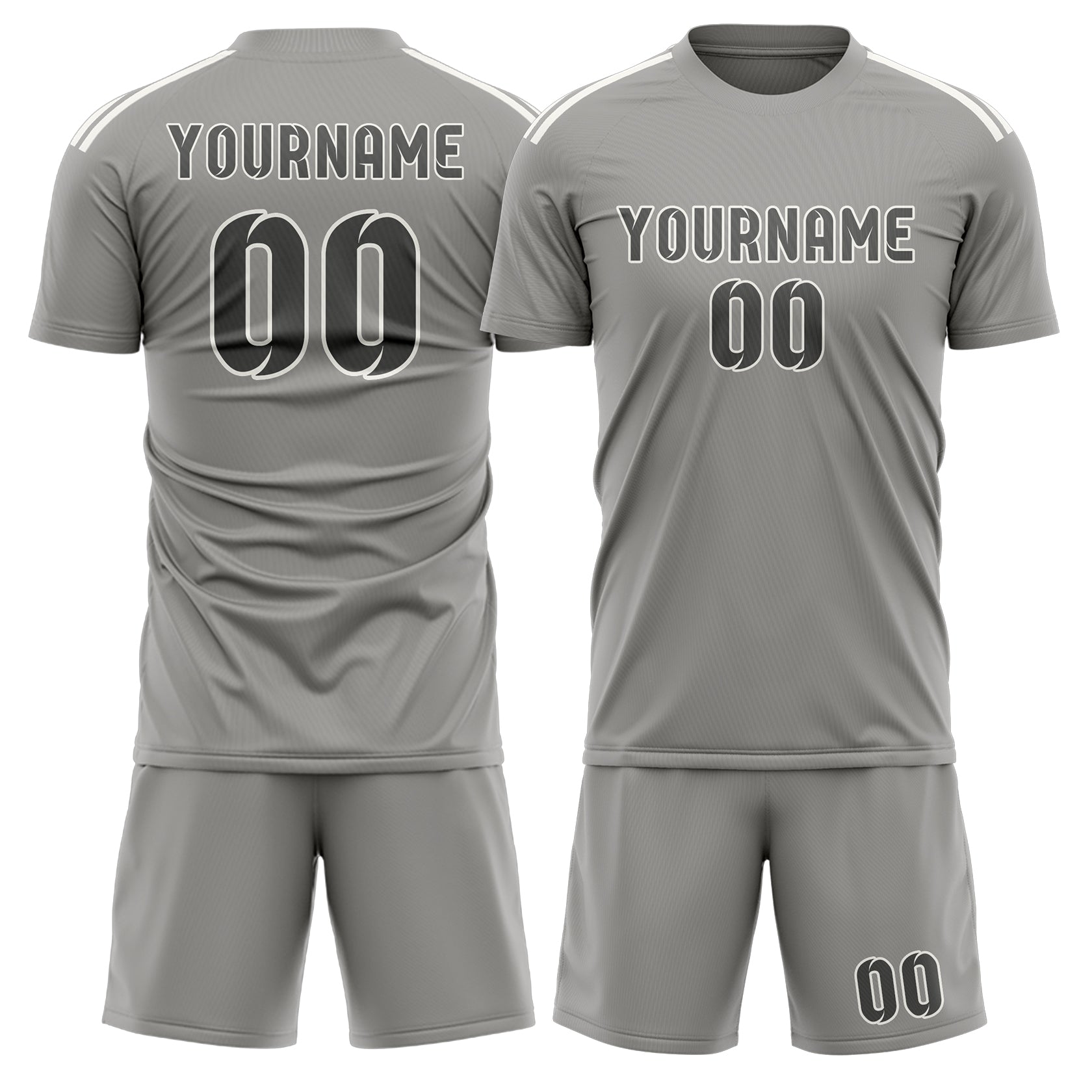 Custom Gray Dark Grey Soccer Set