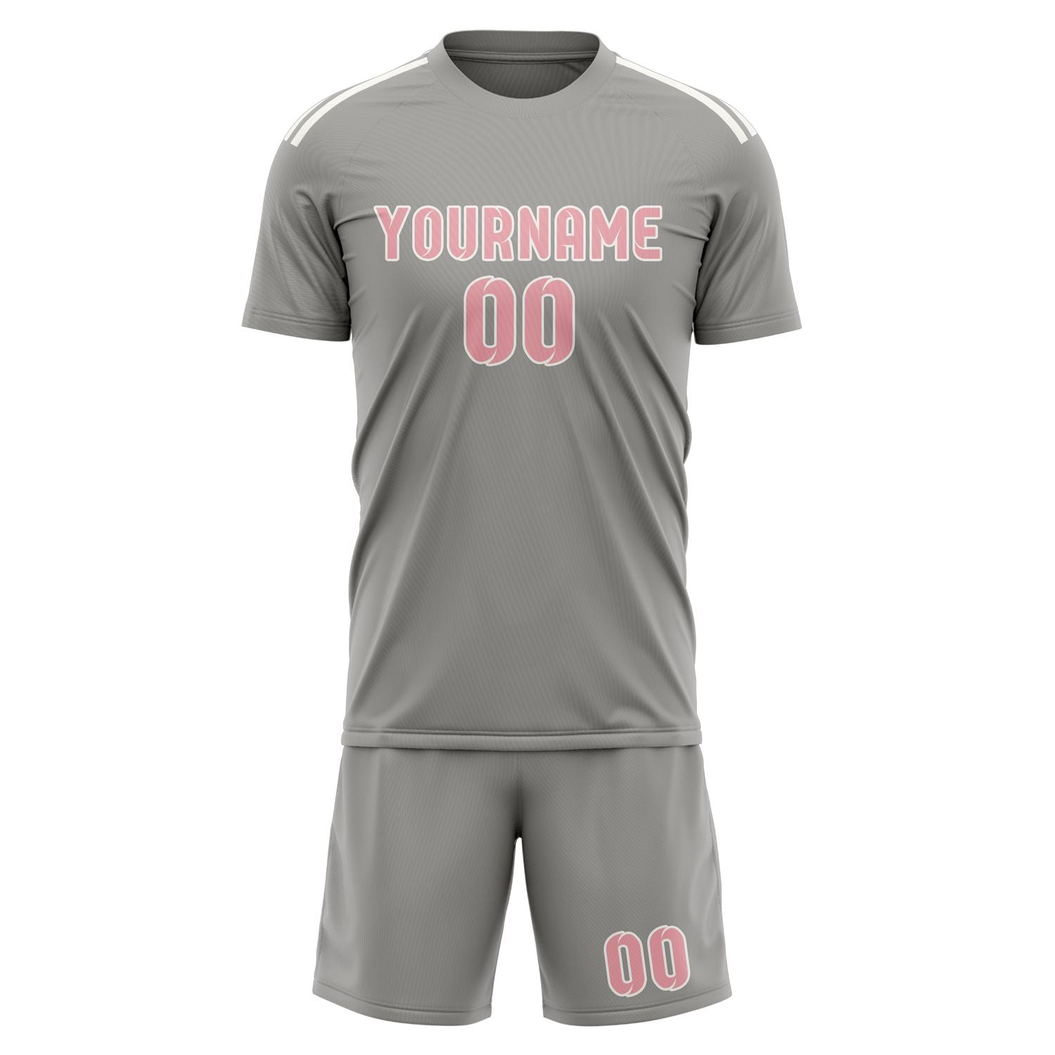 Custom Gray Light Pink Soccer Set