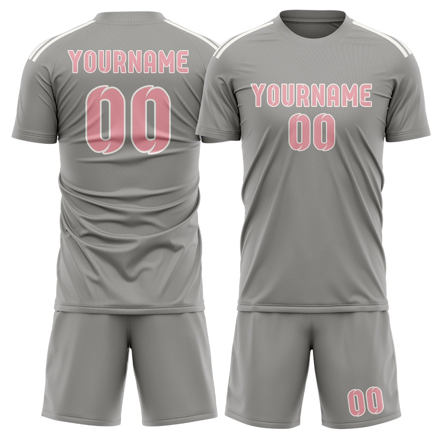 Custom Gray Light Pink Soccer Set