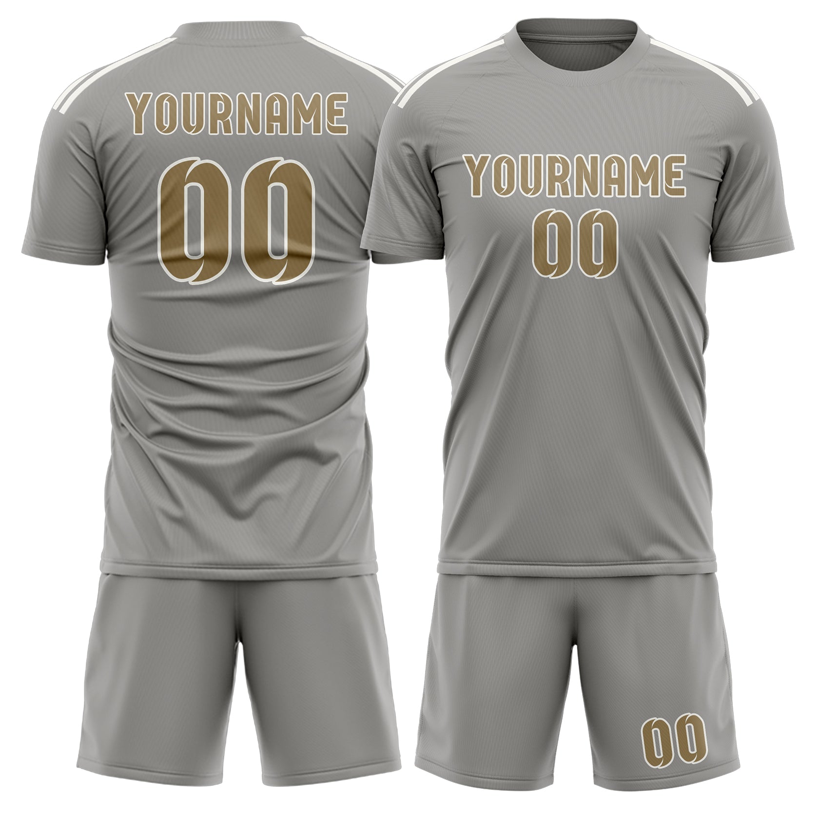 Custom Gray Light Khaki Soccer Set
