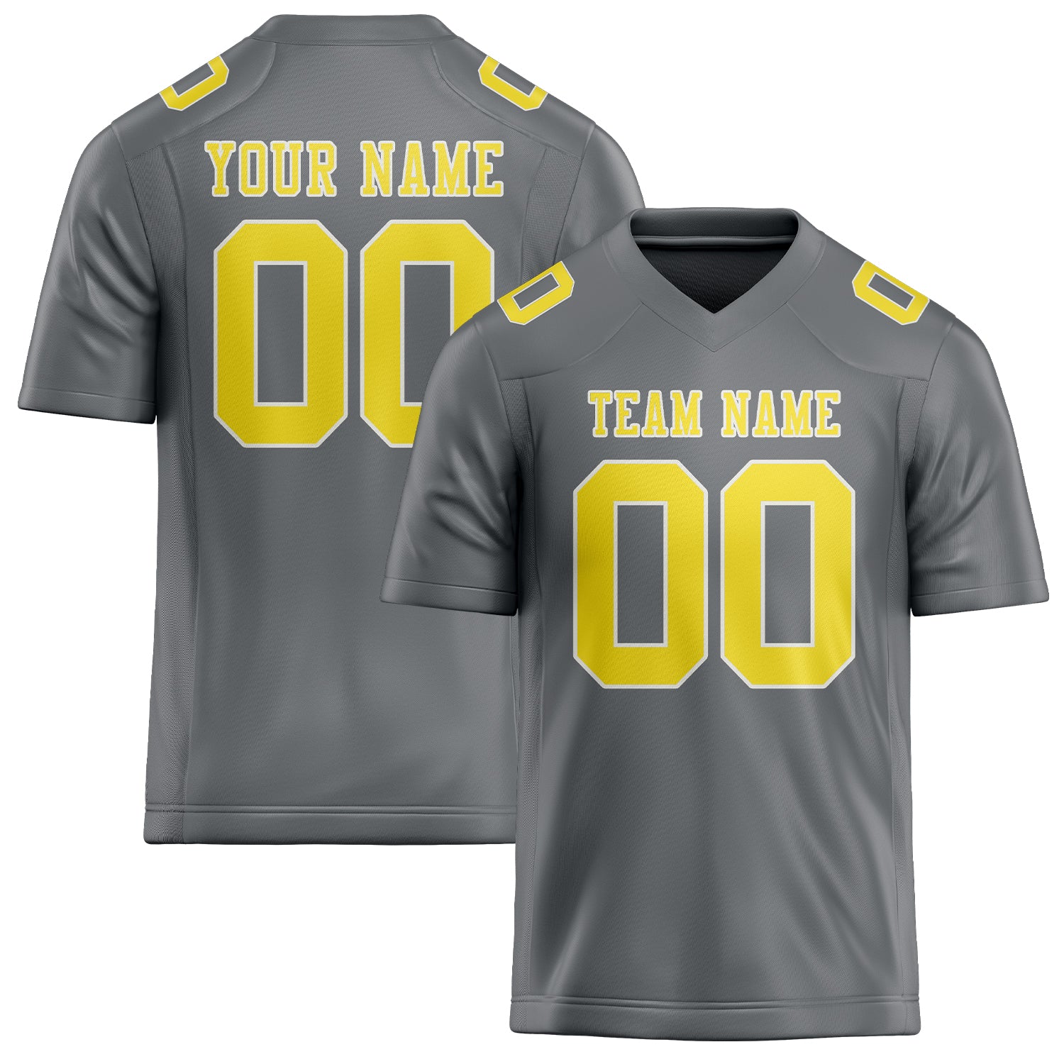 Custom Gray Light Yellow Football Jersey