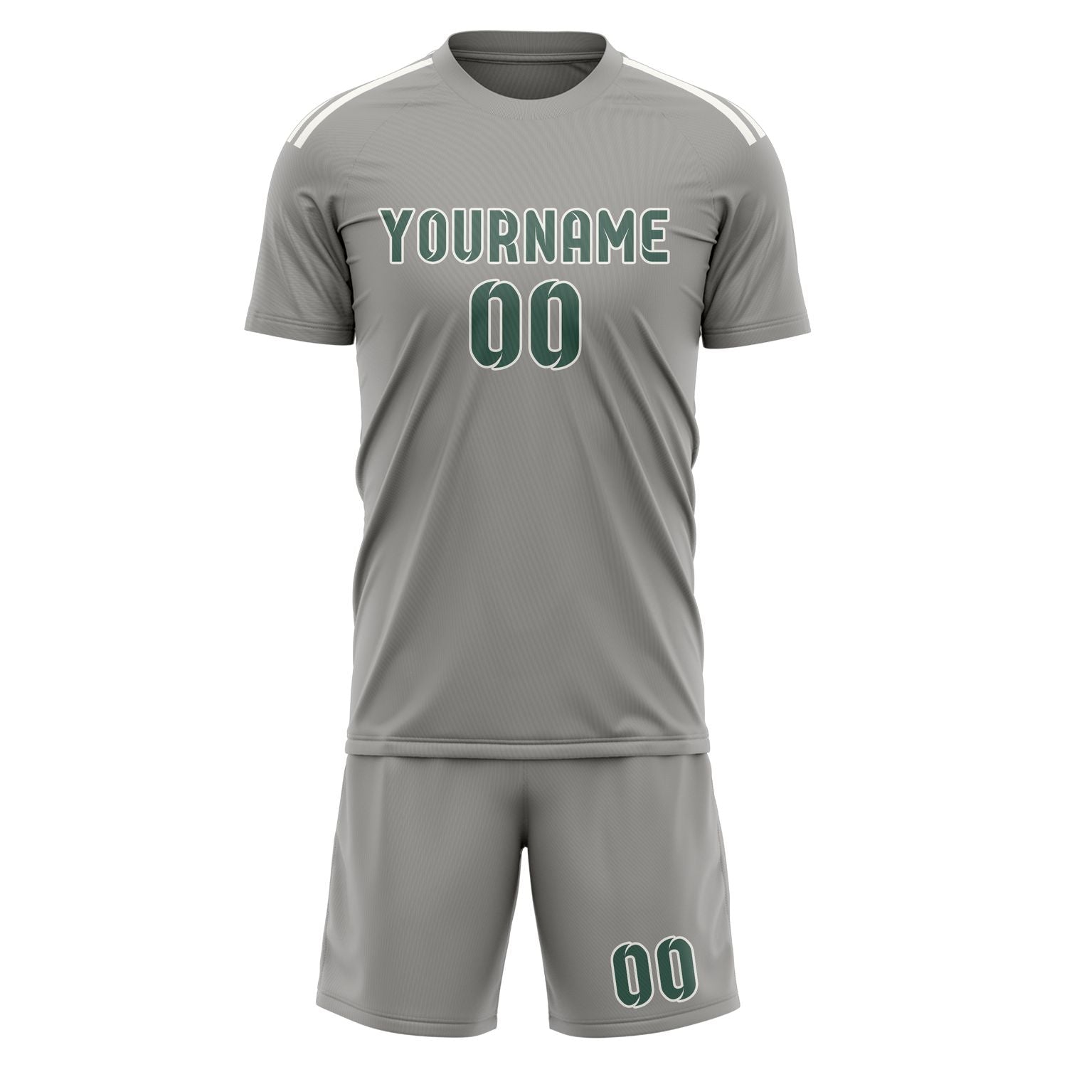 Custom Gray Blue Green Soccer Set