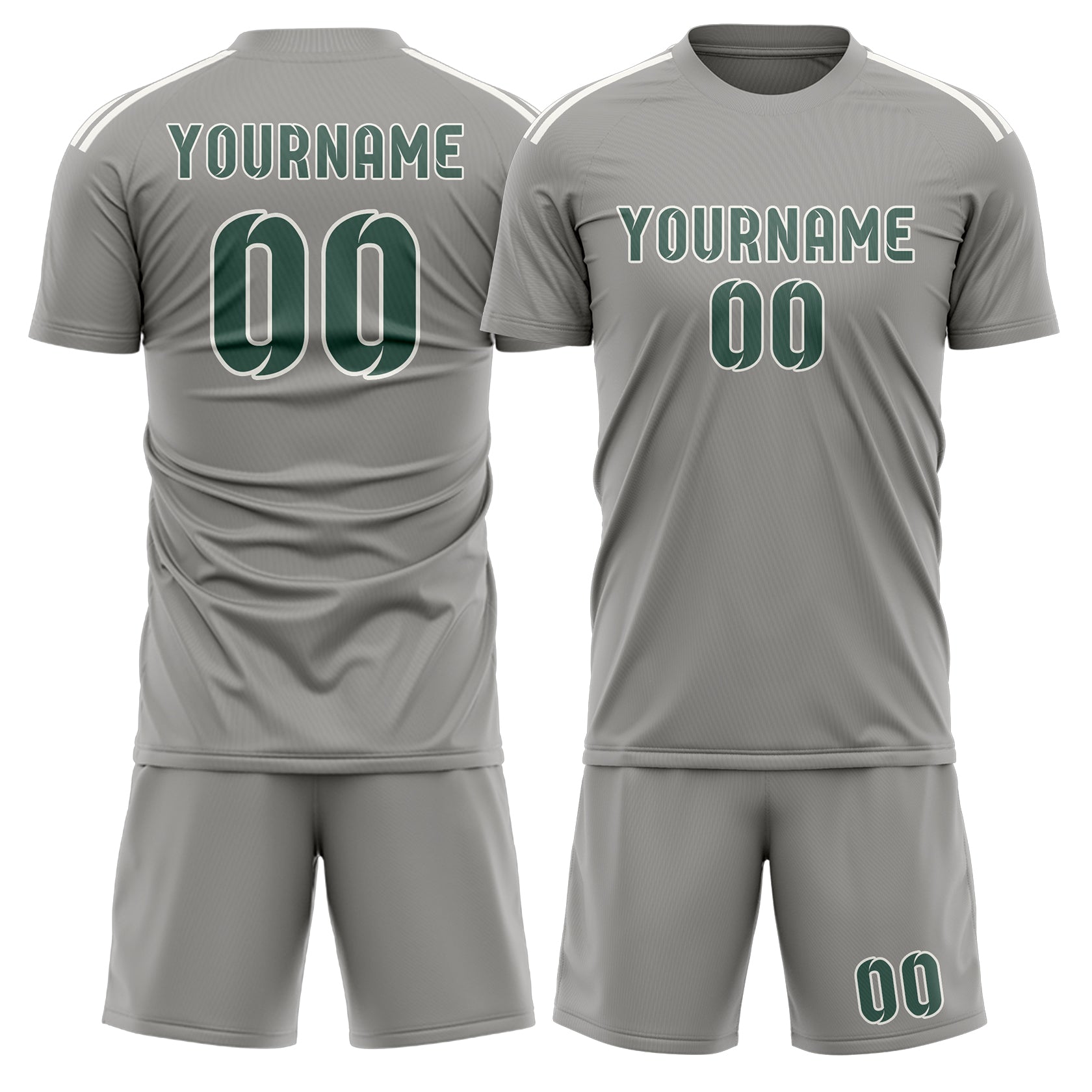 Custom Gray Blue Green Soccer Set