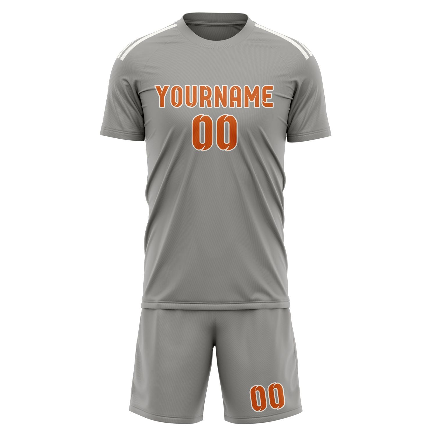Custom Gray Orange Soccer Set