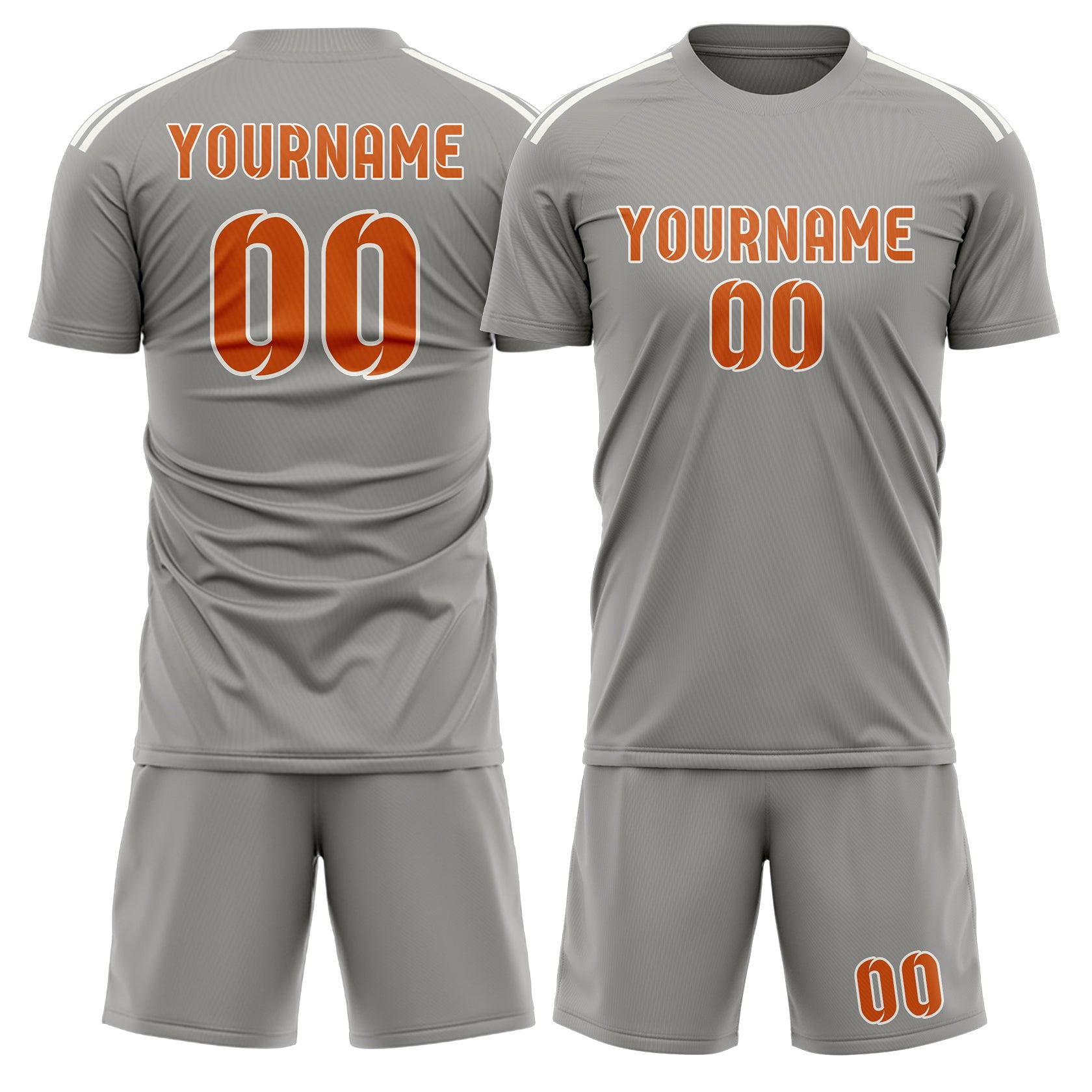 Custom Gray Orange Soccer Set