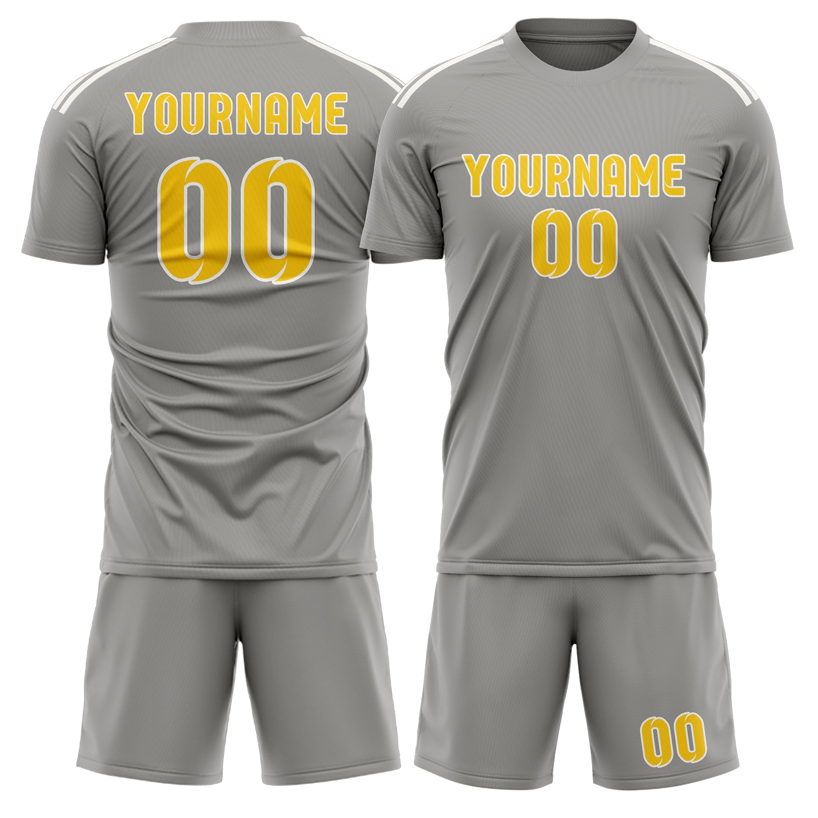 Custom Gray Gold Soccer Set