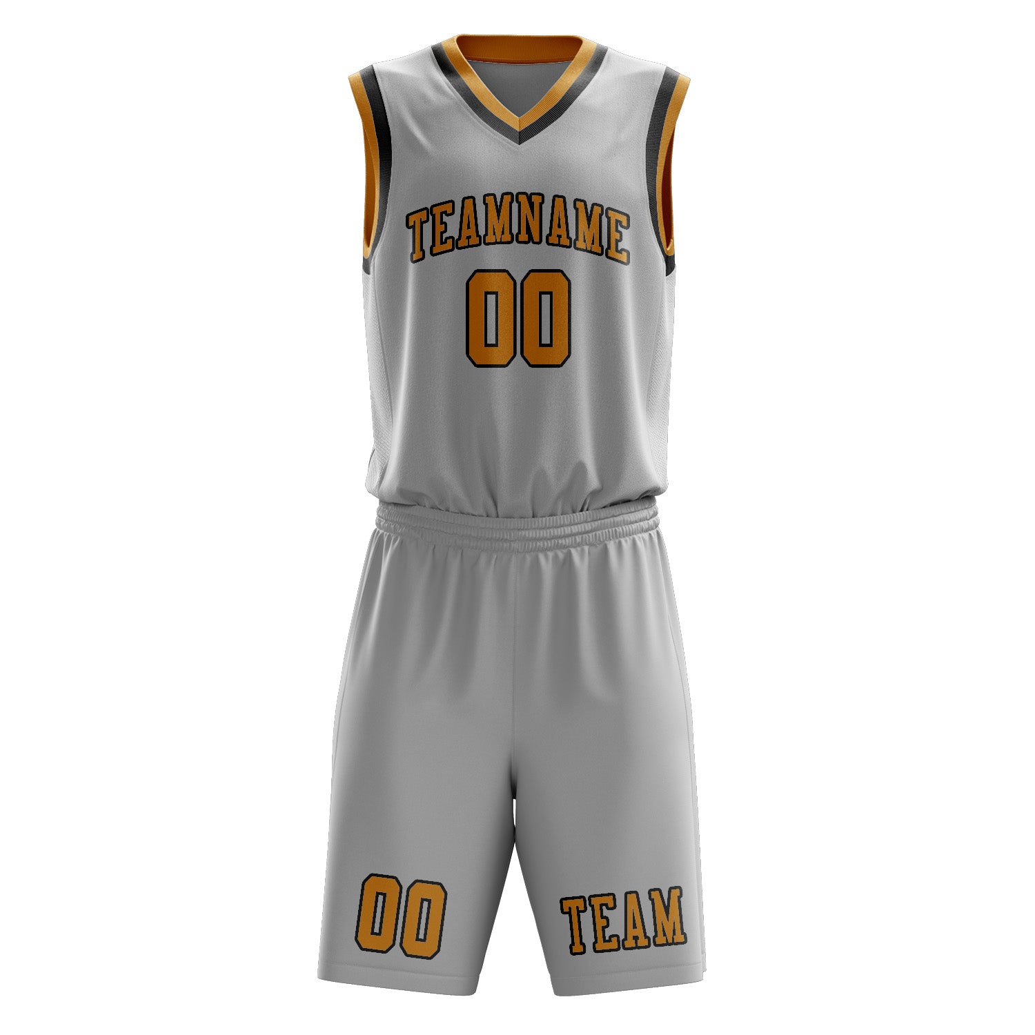 Custom Gray Yellow Basketball Set