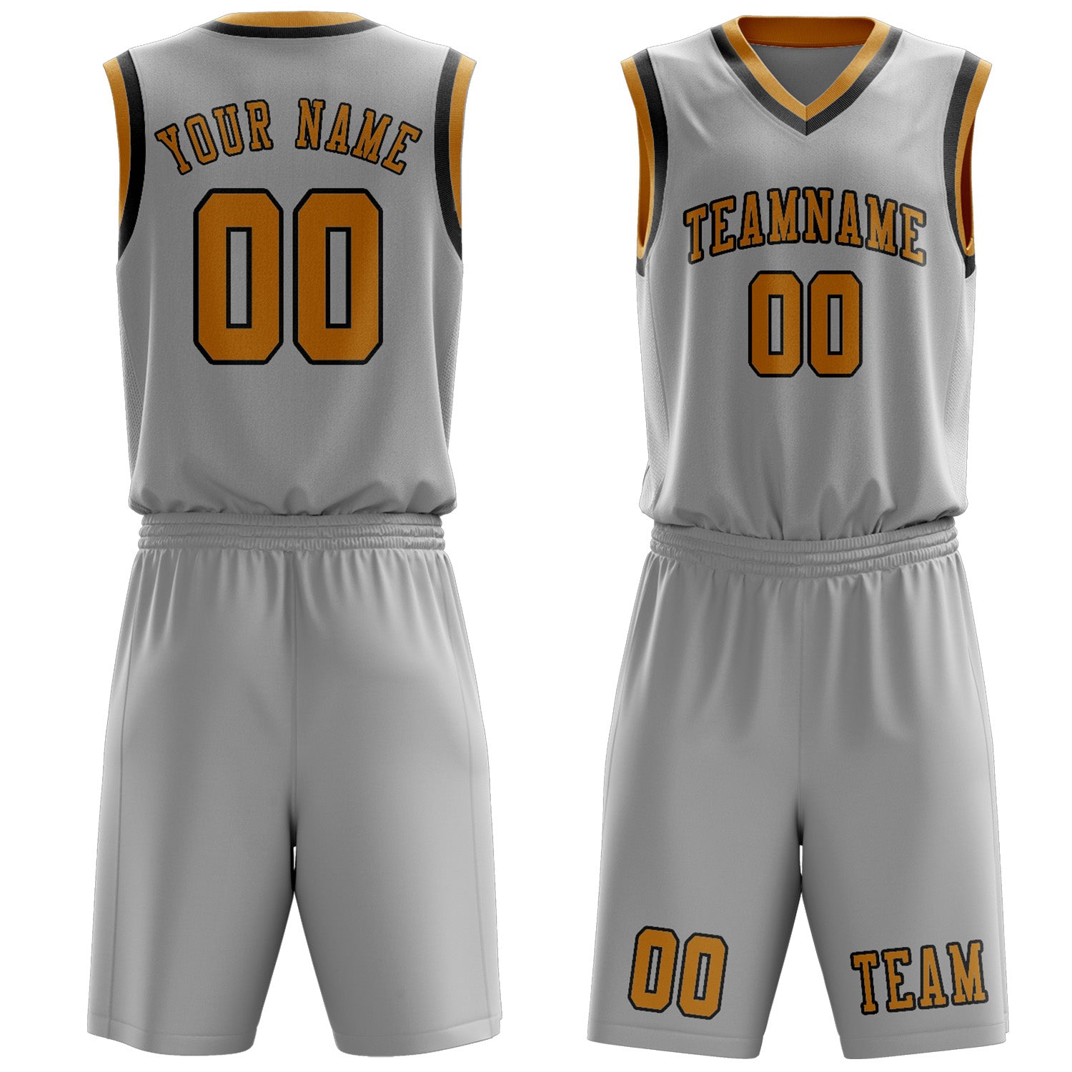 Custom Gray Yellow Basketball Set