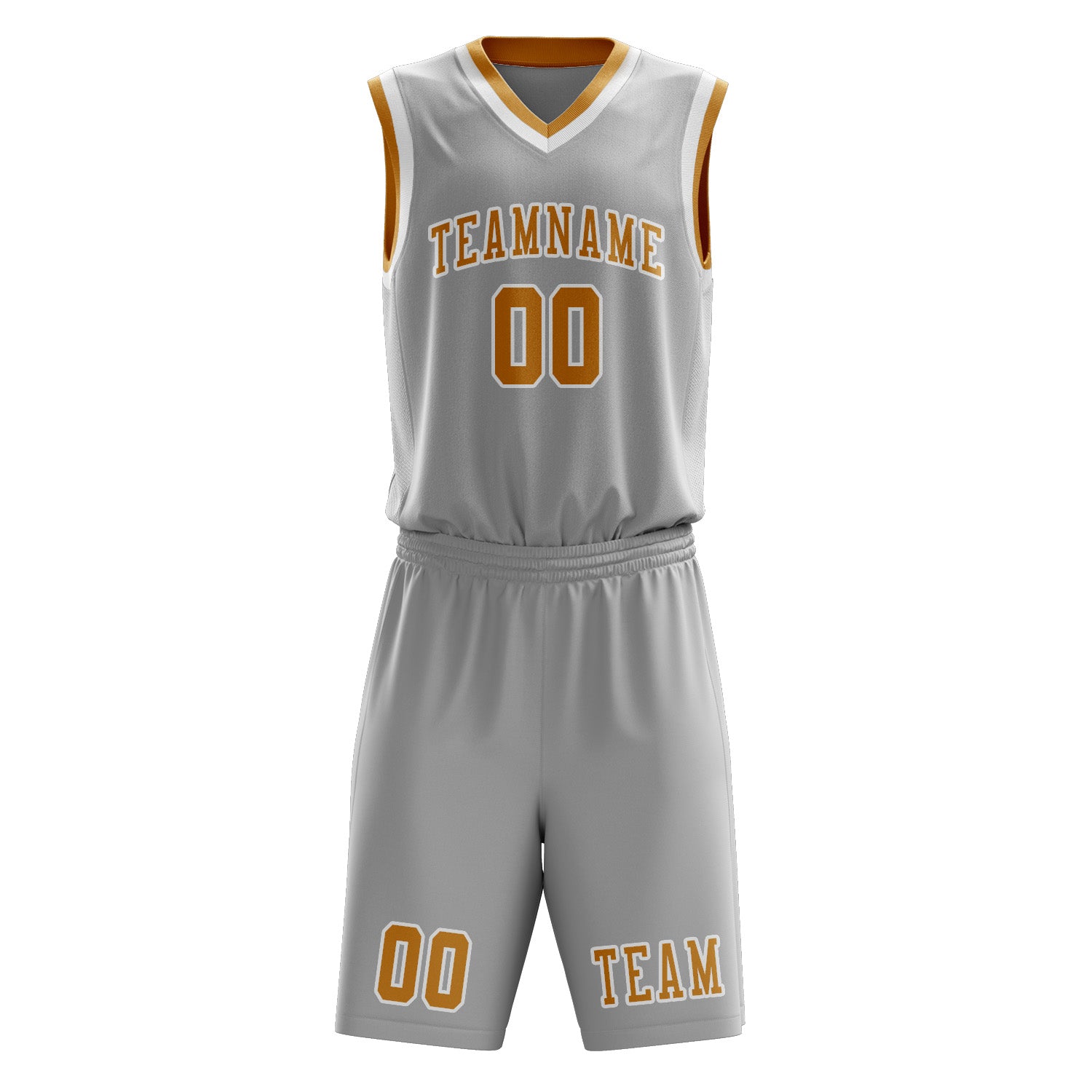 Custom Gray Yellow Basketball Set