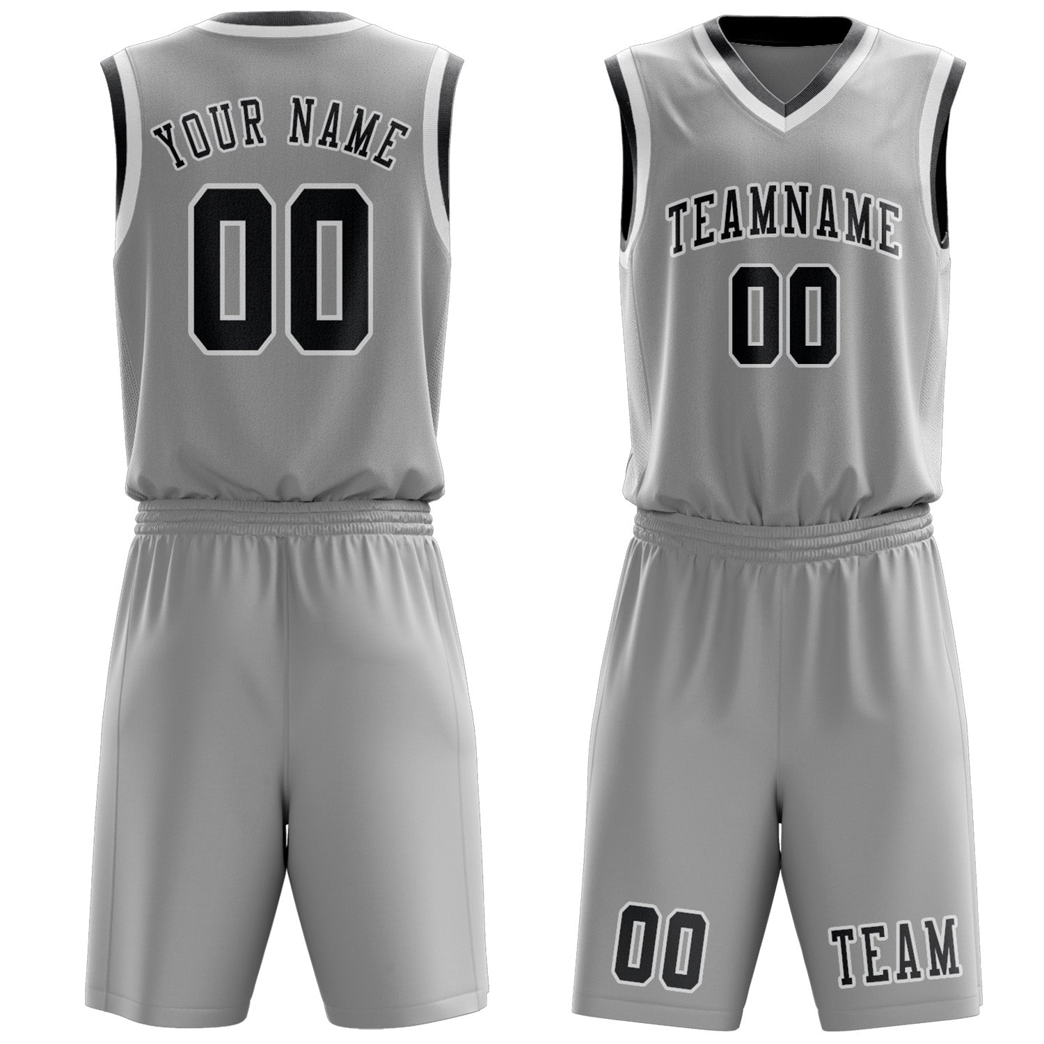 Custom Gray Dark Grey Basketball Set