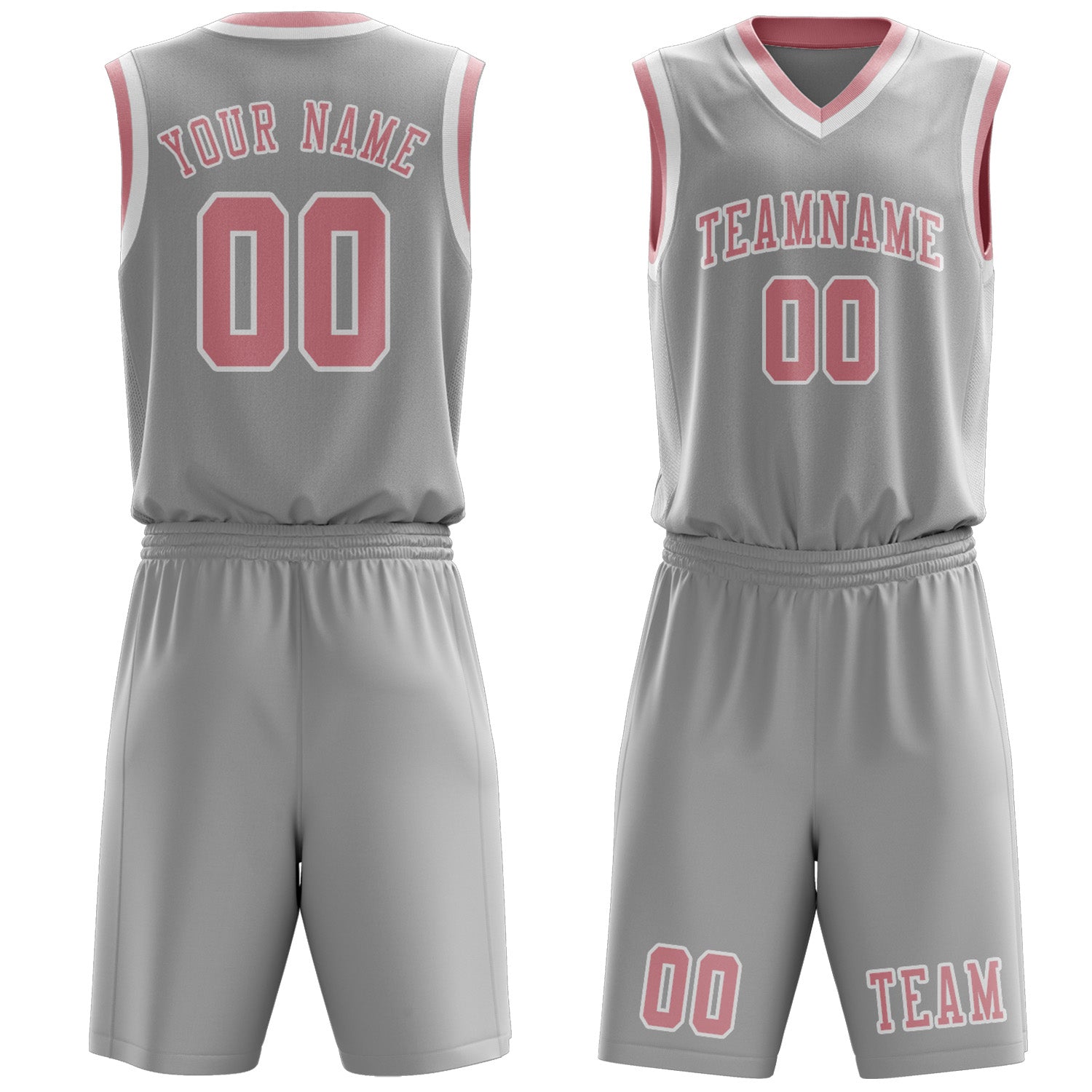 Custom Gray Light Pink Basketball Set