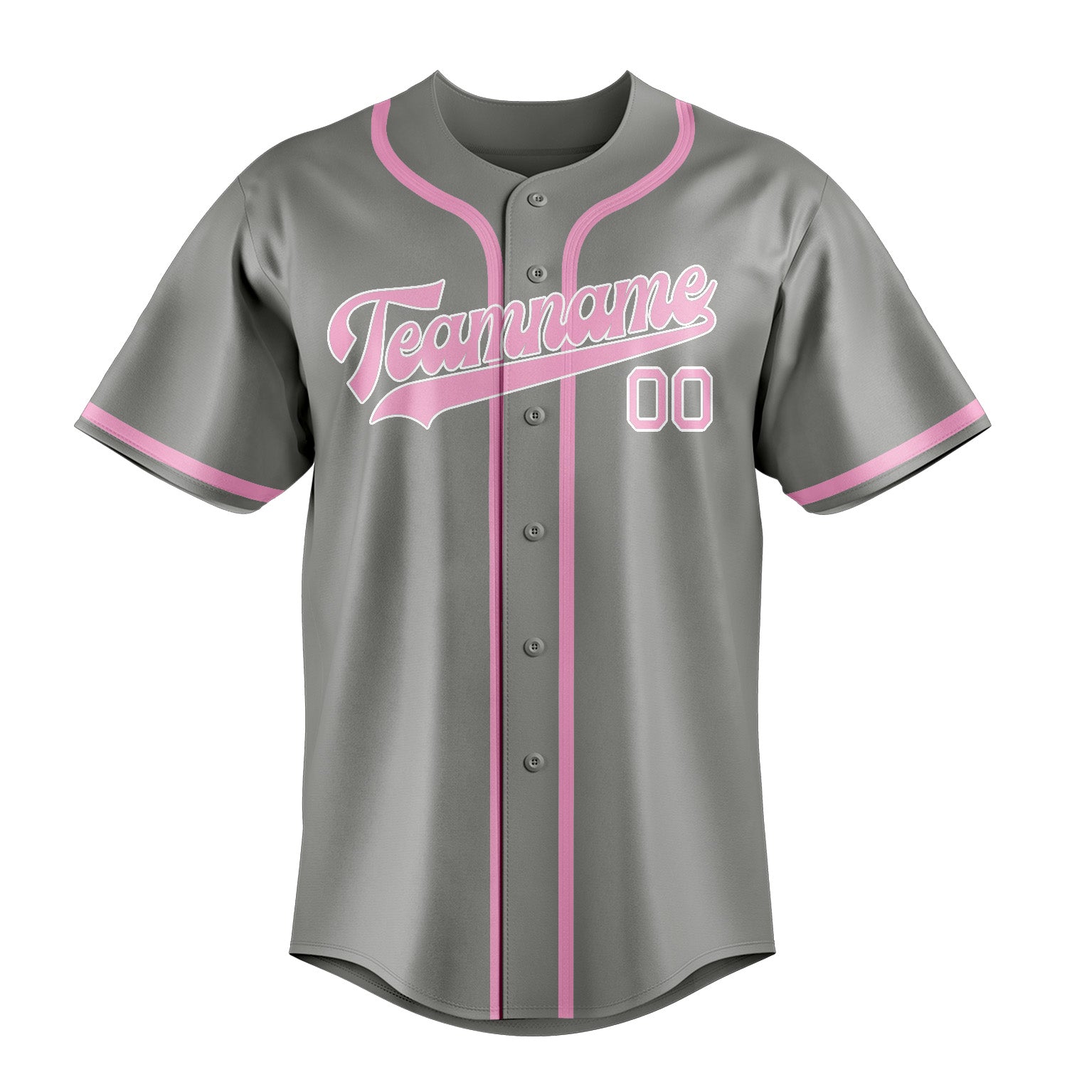 Custom Gray Light Pink Baseball Jersey