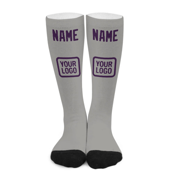 Custom Gray Purple Knee-High Sock