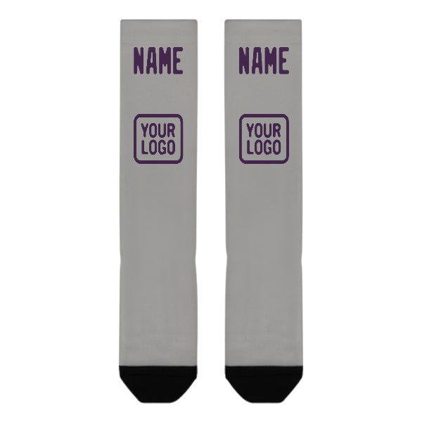 Custom Gray Purple Knee-High Sock