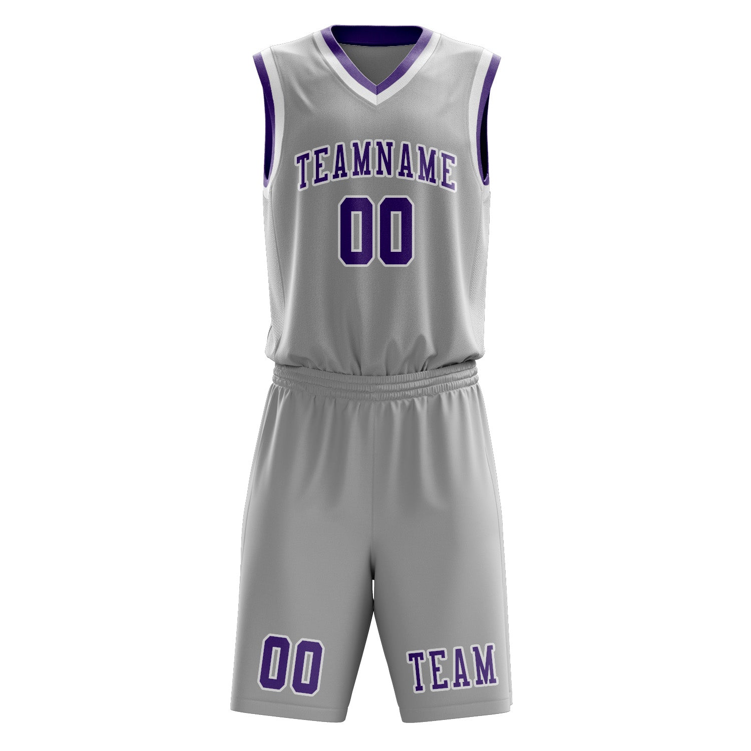 Custom Gray Light Purple Basketball Set