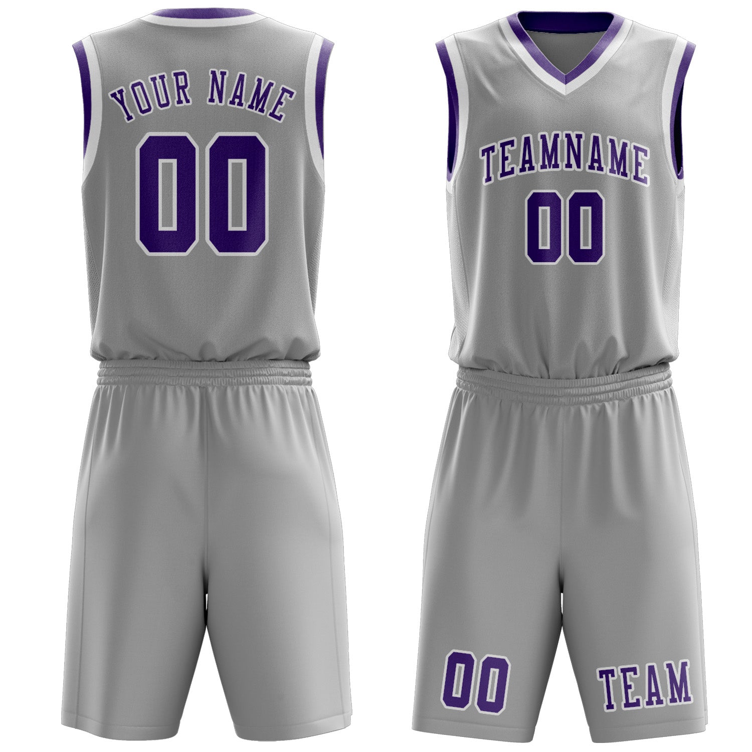 Custom Gray Light Purple Basketball Set