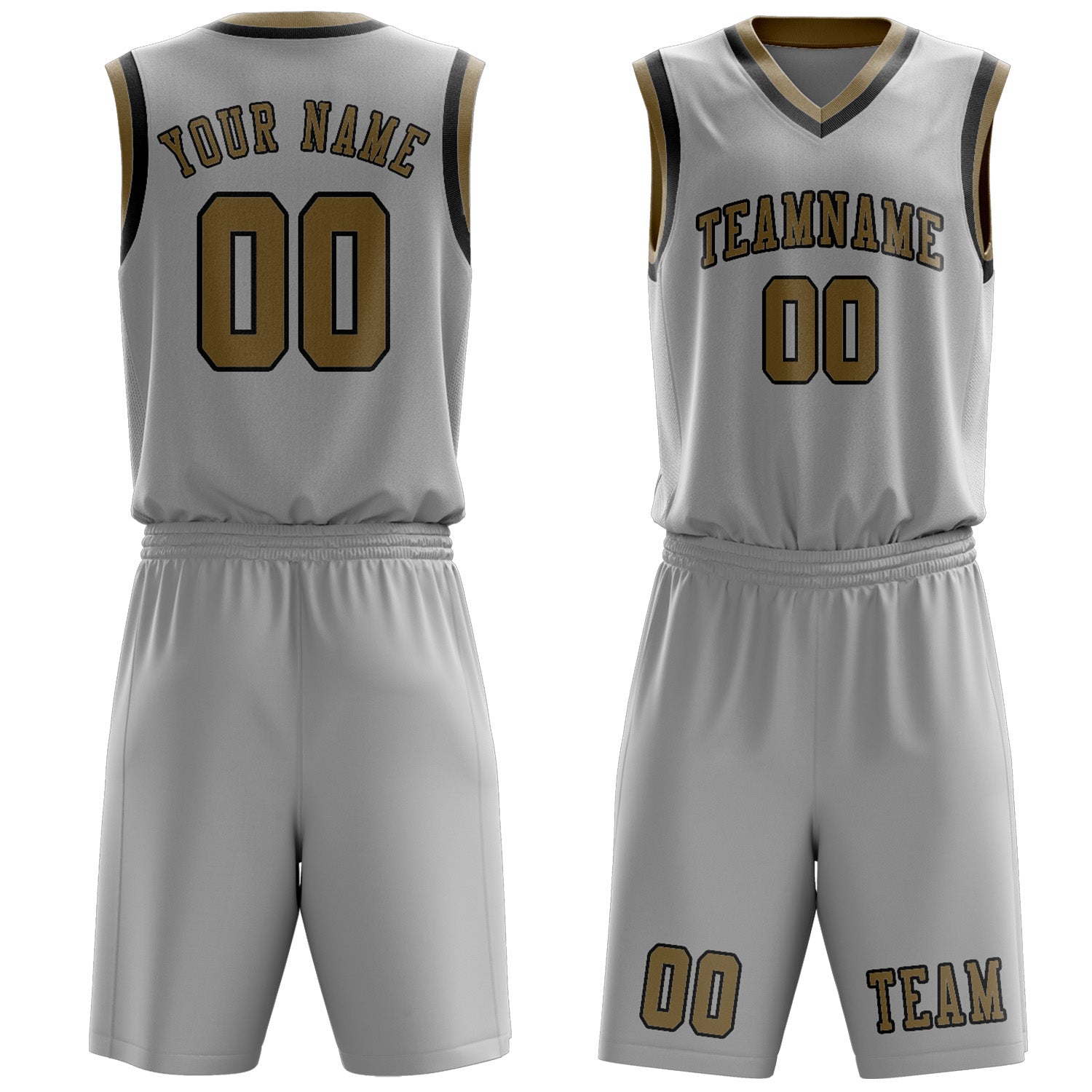 Custom Gray Light Khaki Basketball Set