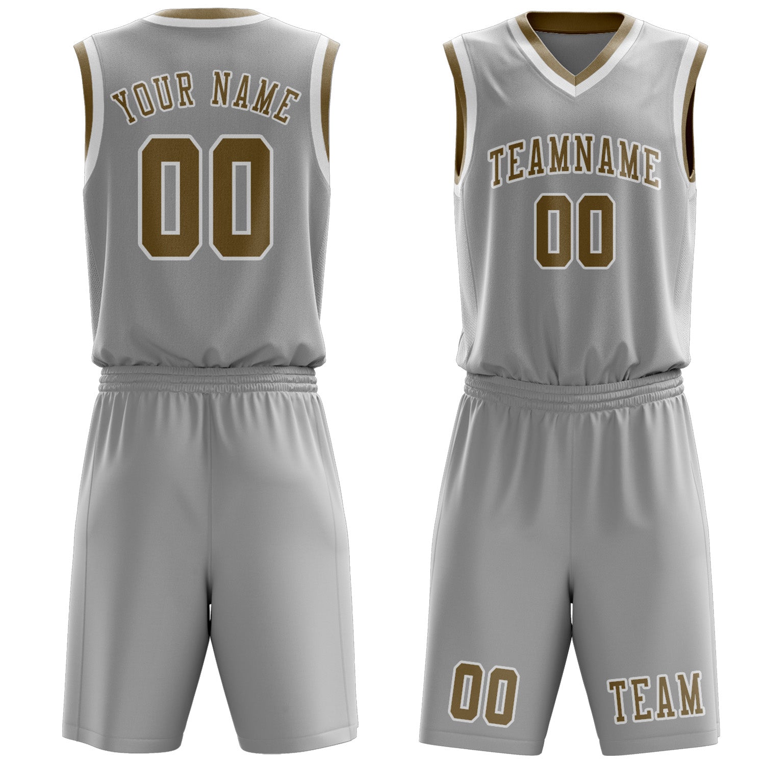 Custom Gray Light Khaki Basketball Set