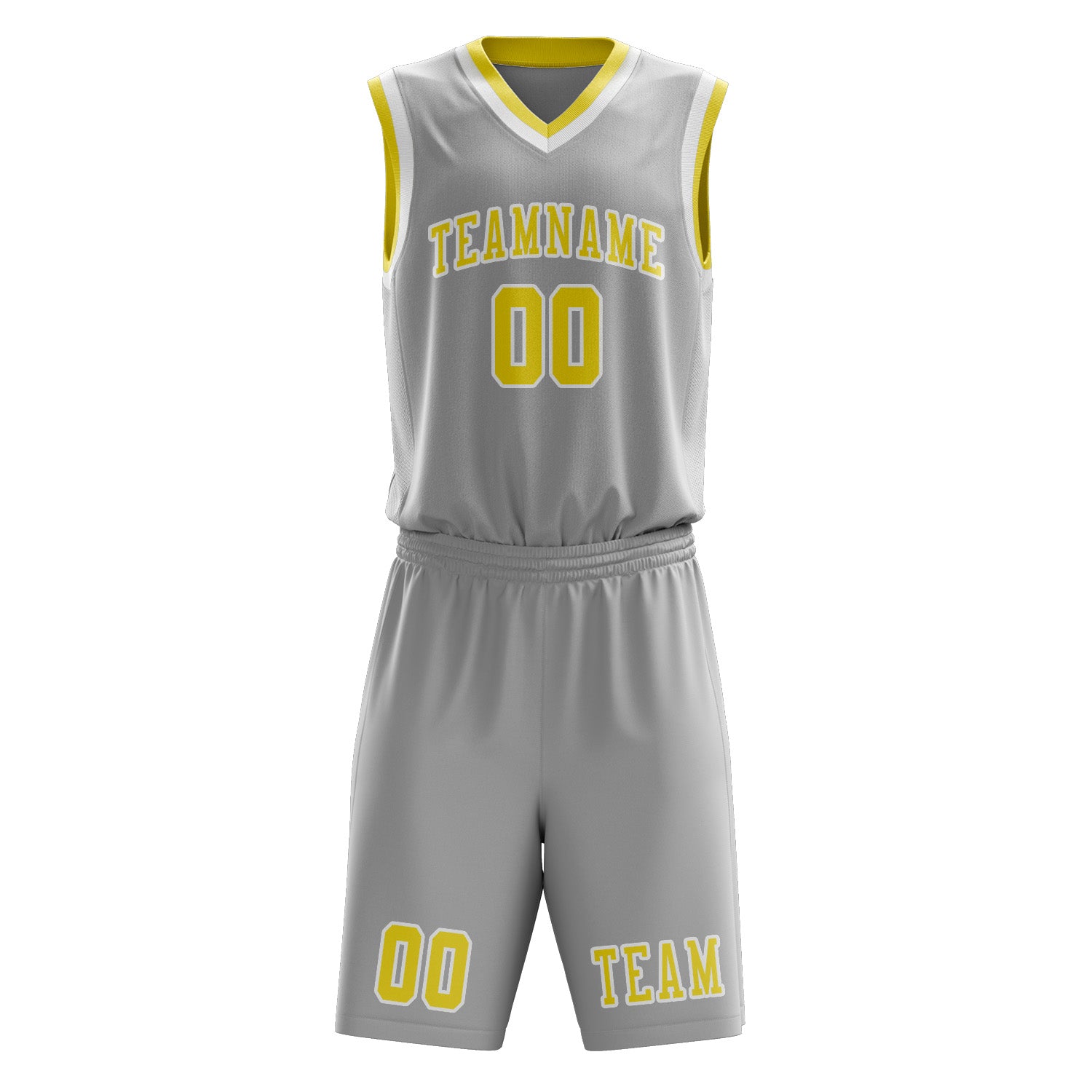Custom Gray Light Yellow Basketball Set