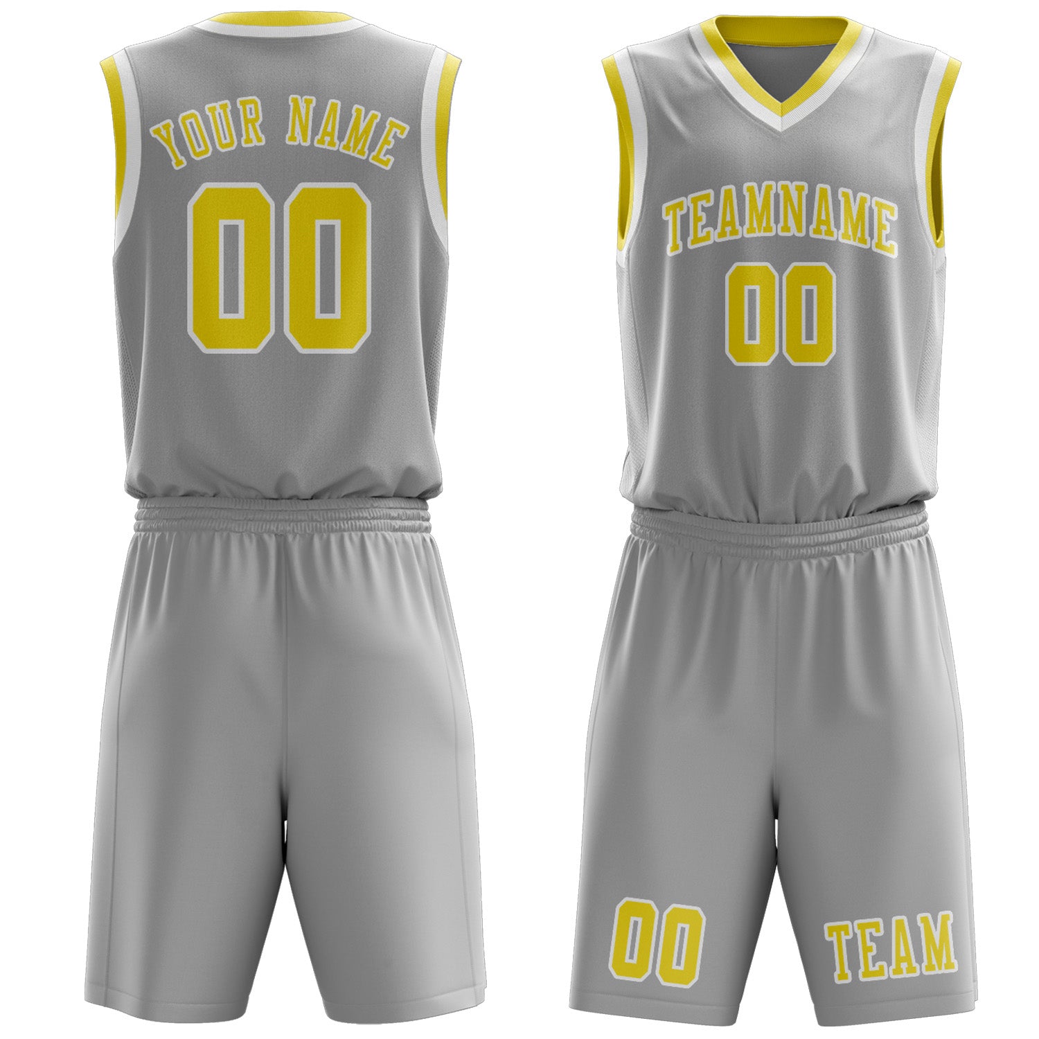 Custom Gray Light Yellow Basketball Set