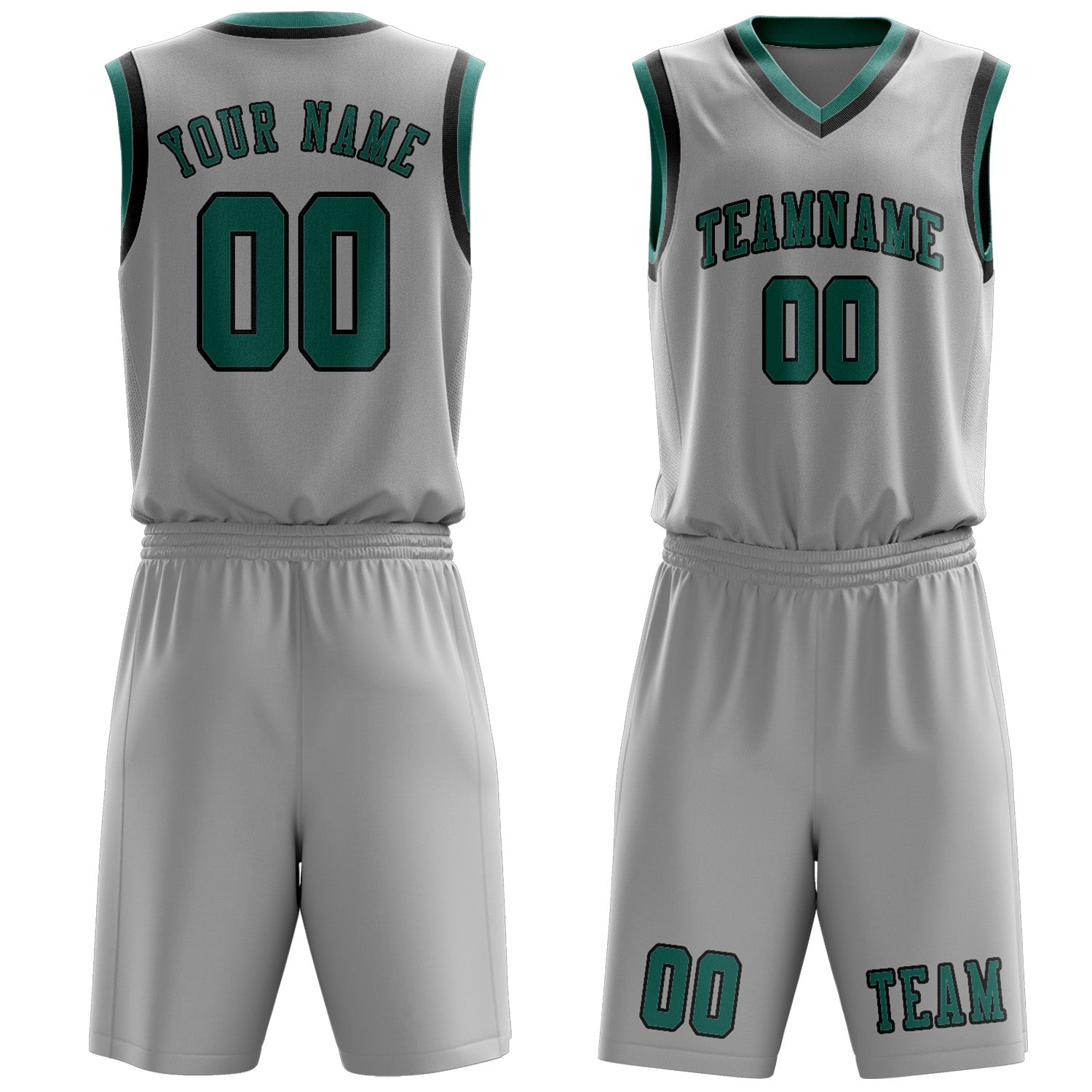 Custom Gray Blue Green Basketball Set